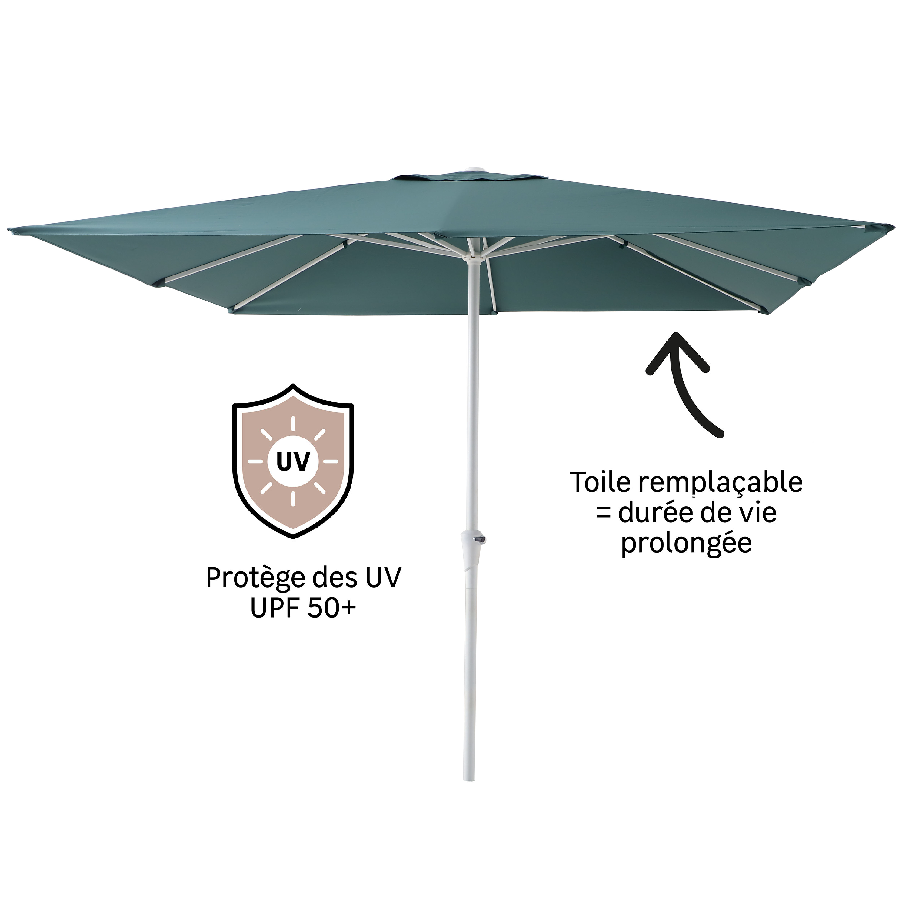 Parasol NATERIAL Aura vert carré - 9