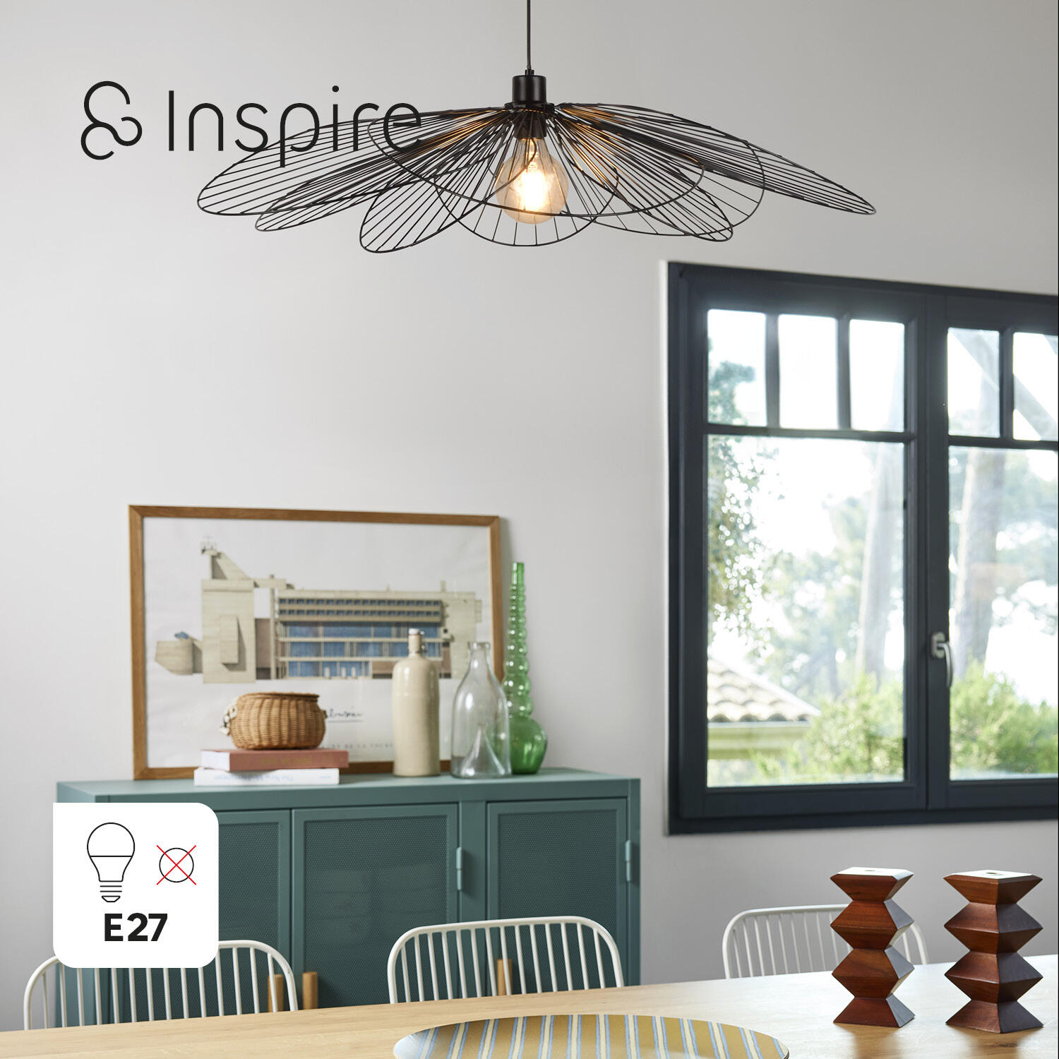 Suspension Bamako, fer, noir, Diam.80 cm INSPIRE, E27 - 11
