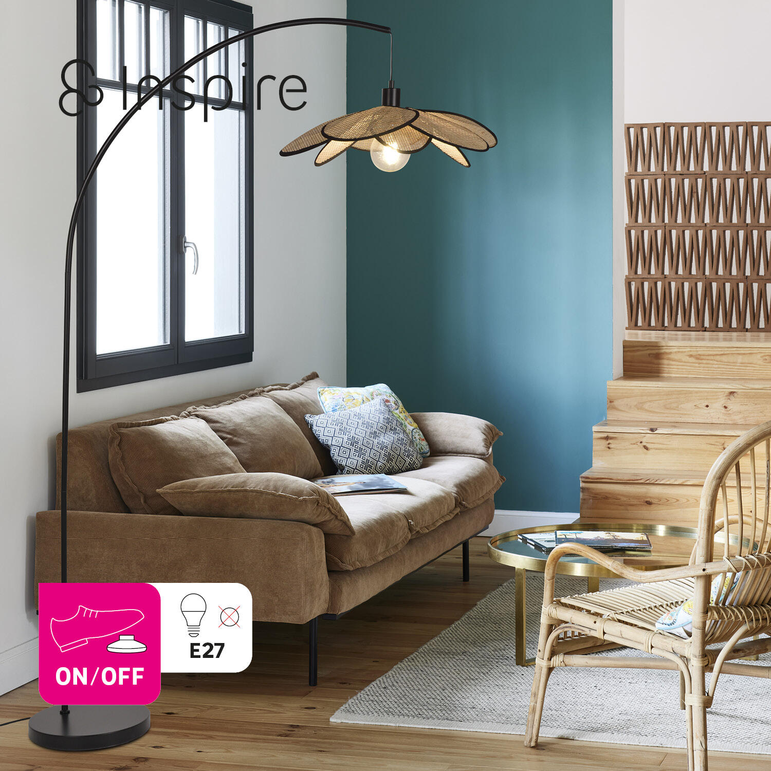 Lampadaire Bamako, acier, noir,  H.175 cm INSPIRE, E27 - 12