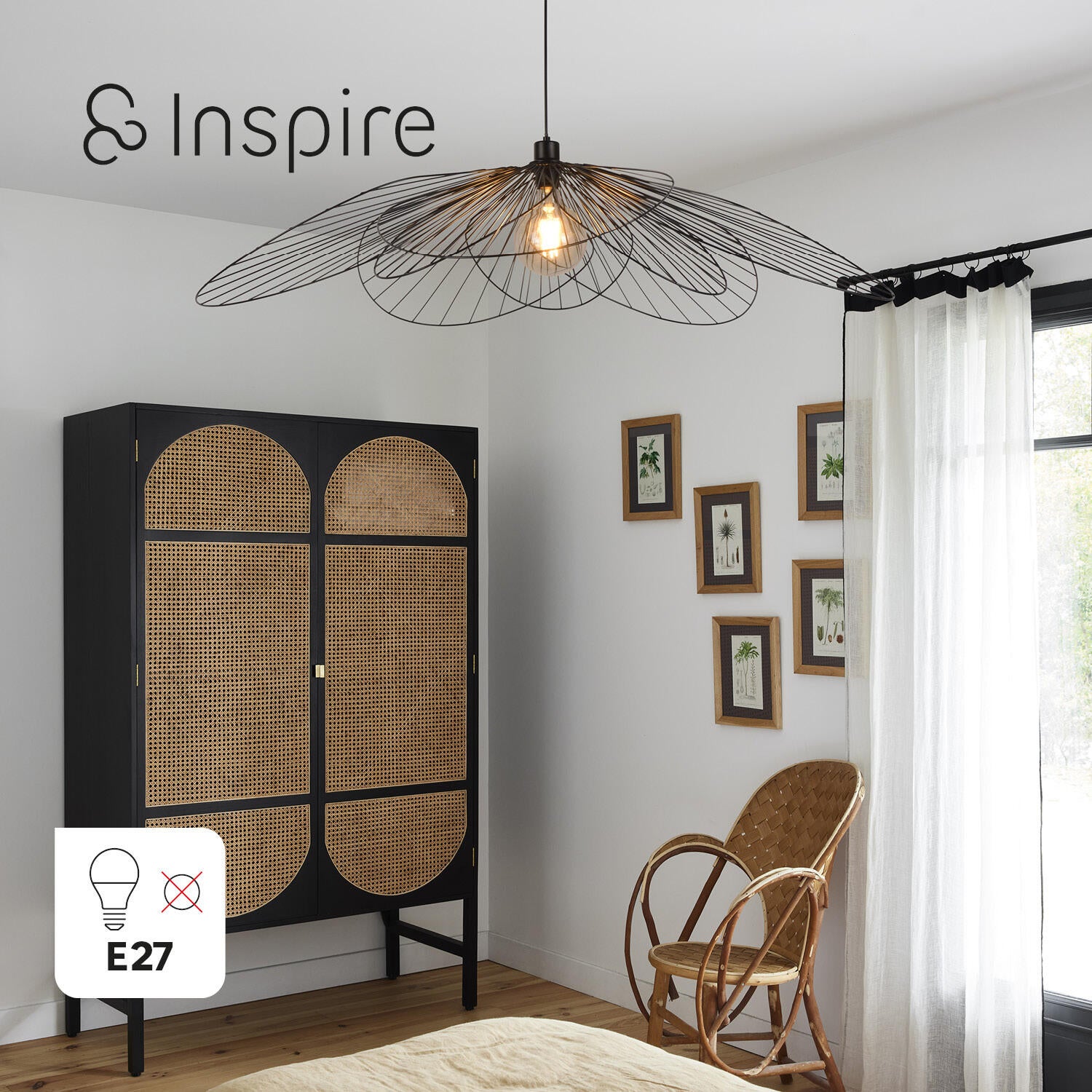 Suspension Bamako, fer, noir, Diam.110 cm INSPIRE, E27 - 9