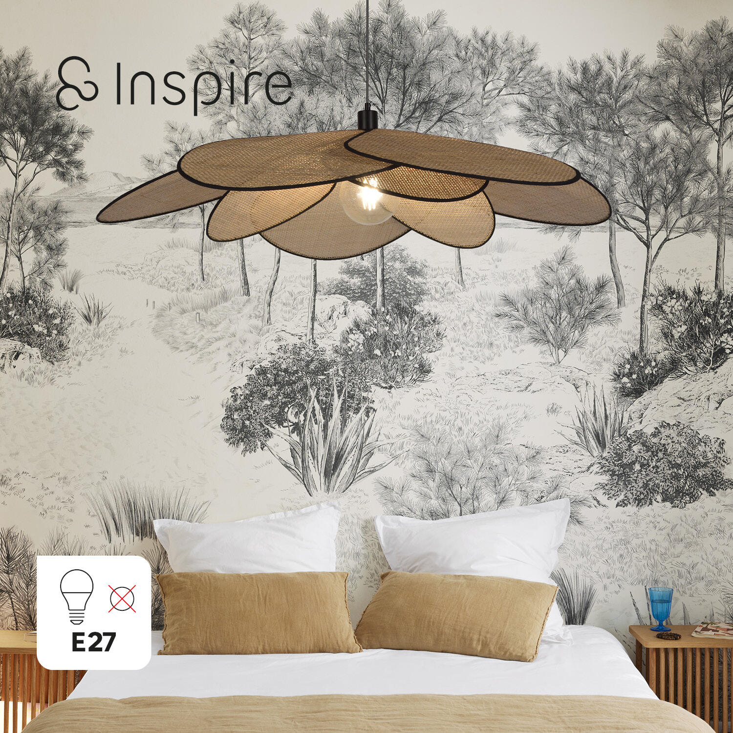 Suspension rotin, Bamako, beige, Diam.110 cm INSPIRE, E27 - 11