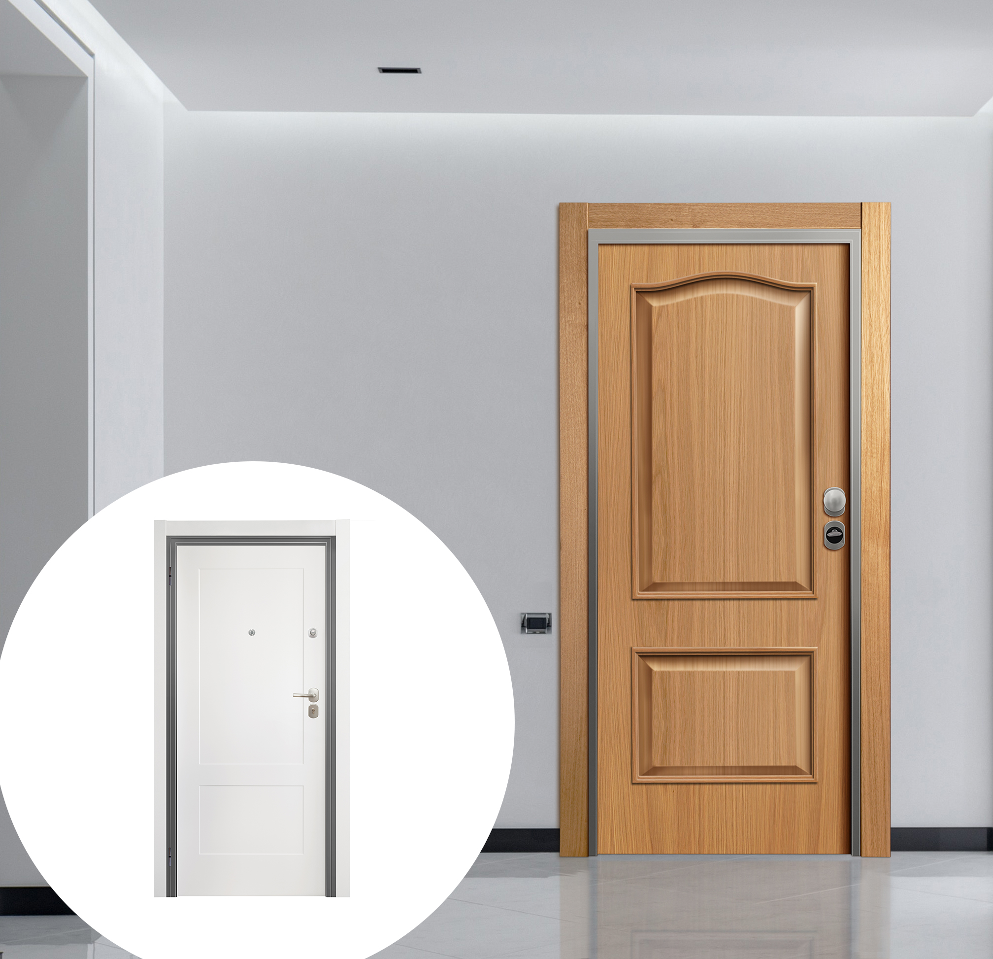 Puerta acorazada omega izquierda provenzal roble/atlanta blanco 206x92cm