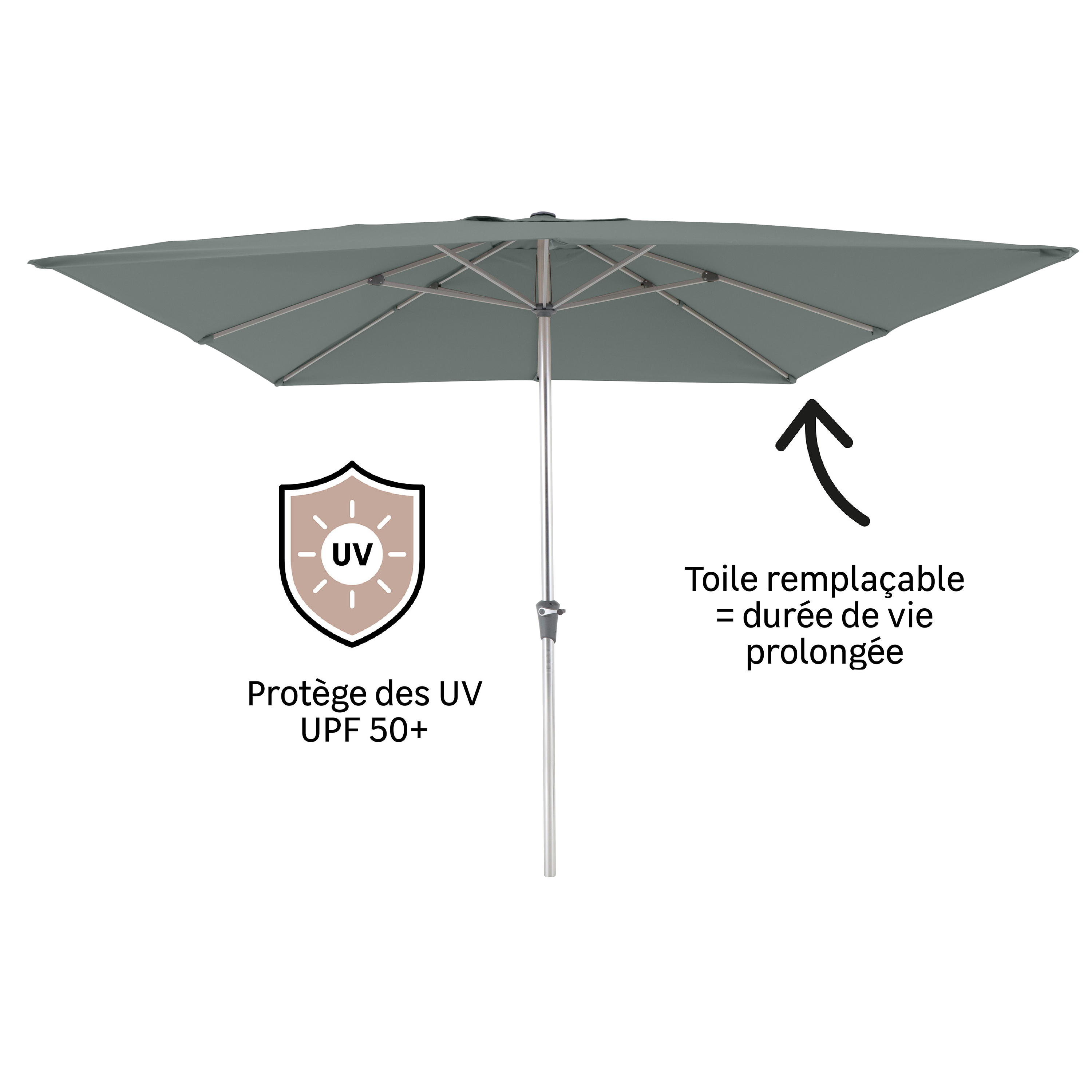 Parasol NATERIAL Aura vert carré - 5