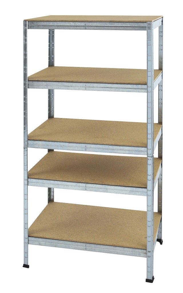 Estante metal-madeira cinza 5 prateleiras 177x90x45 cm 200 kg Litan