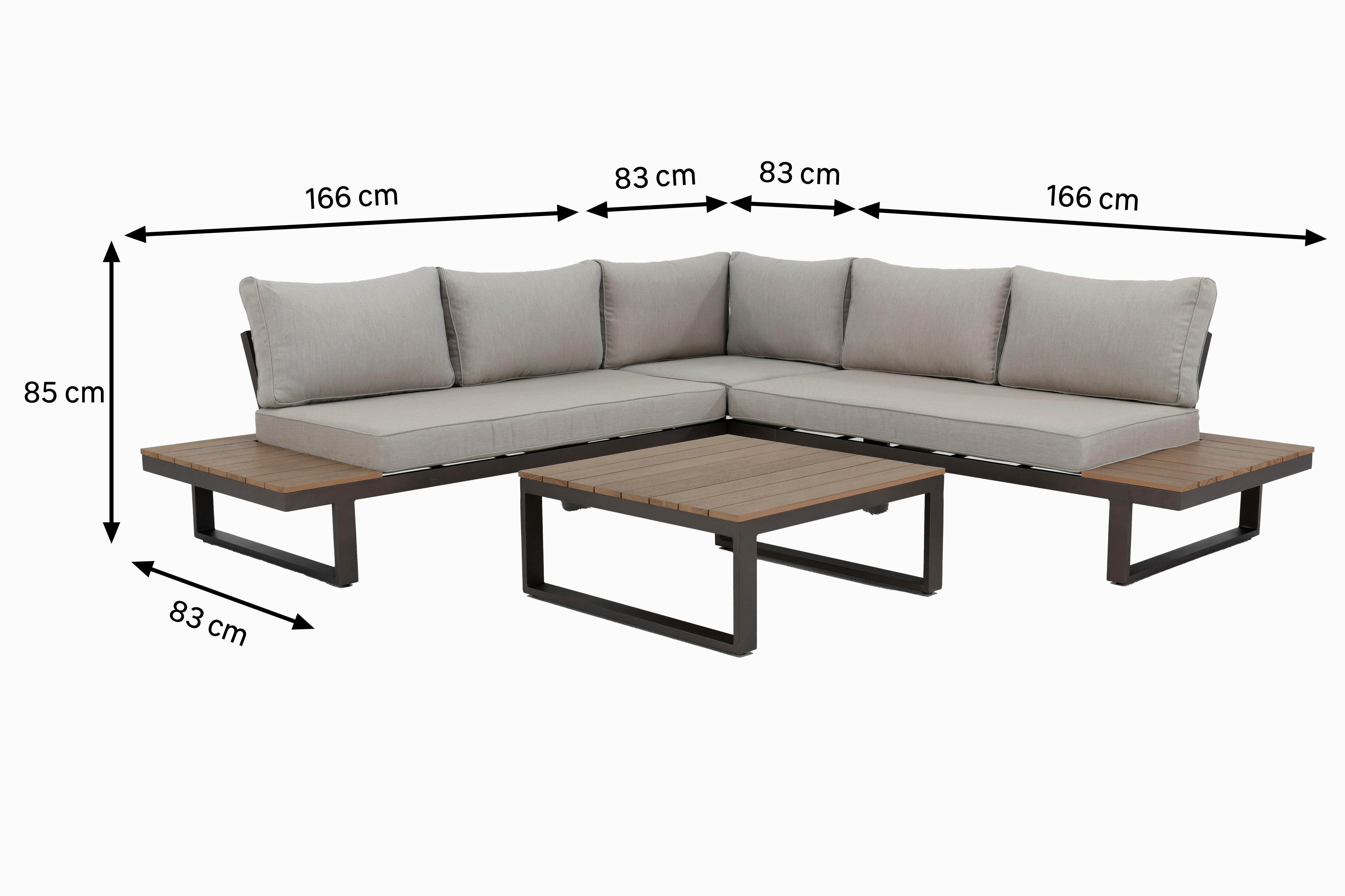 Set de porche de jardín esquinero de aluminio Capri moka - 3