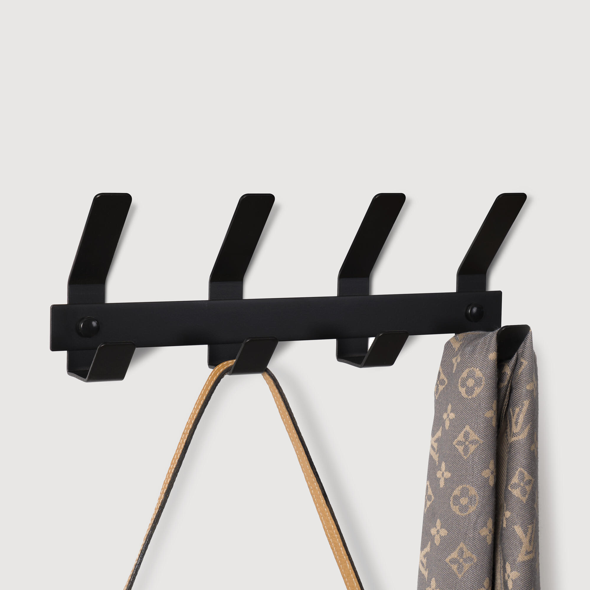 Perchero de pared acero negro con 4 ganchos - 3