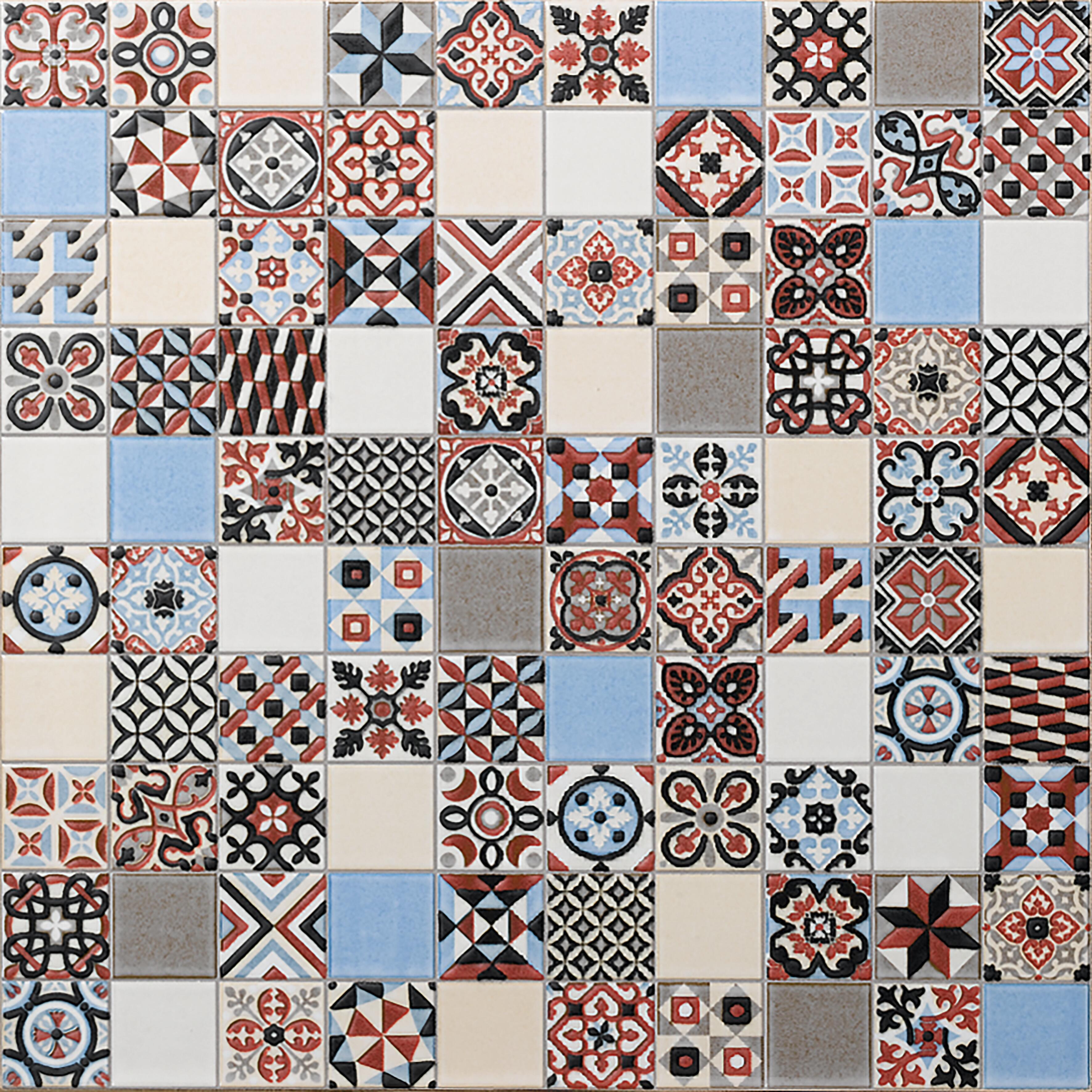 Azulejo cerámico efecto hidráulico multicolor 30x30 cm c1