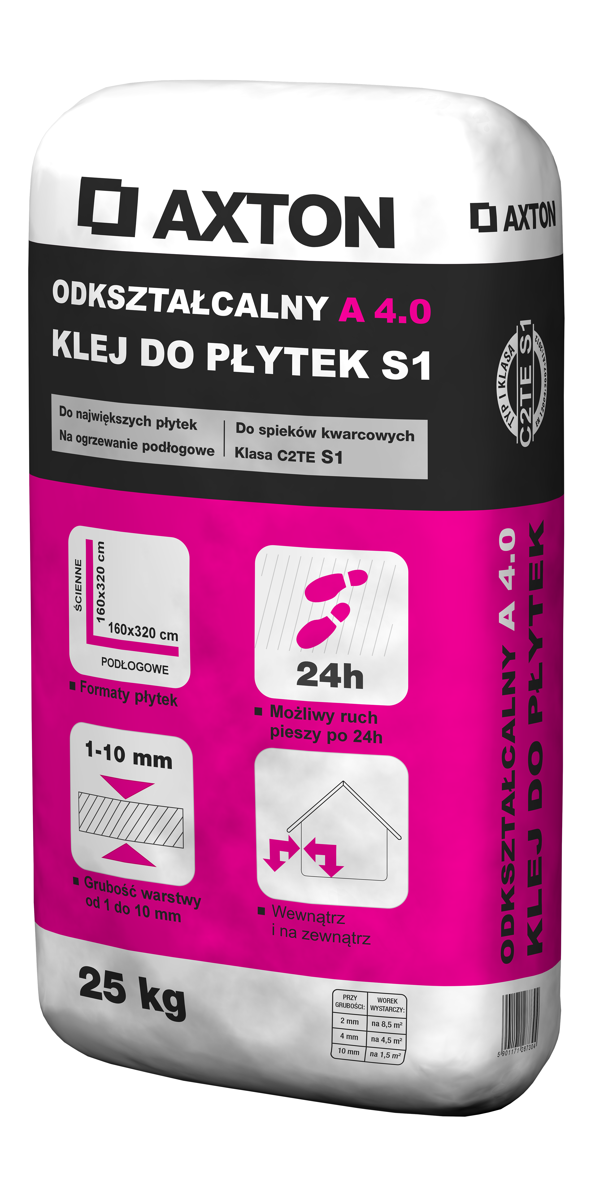 Zaprawa klejowa odkształcalna A 4.0 25 kg Axton