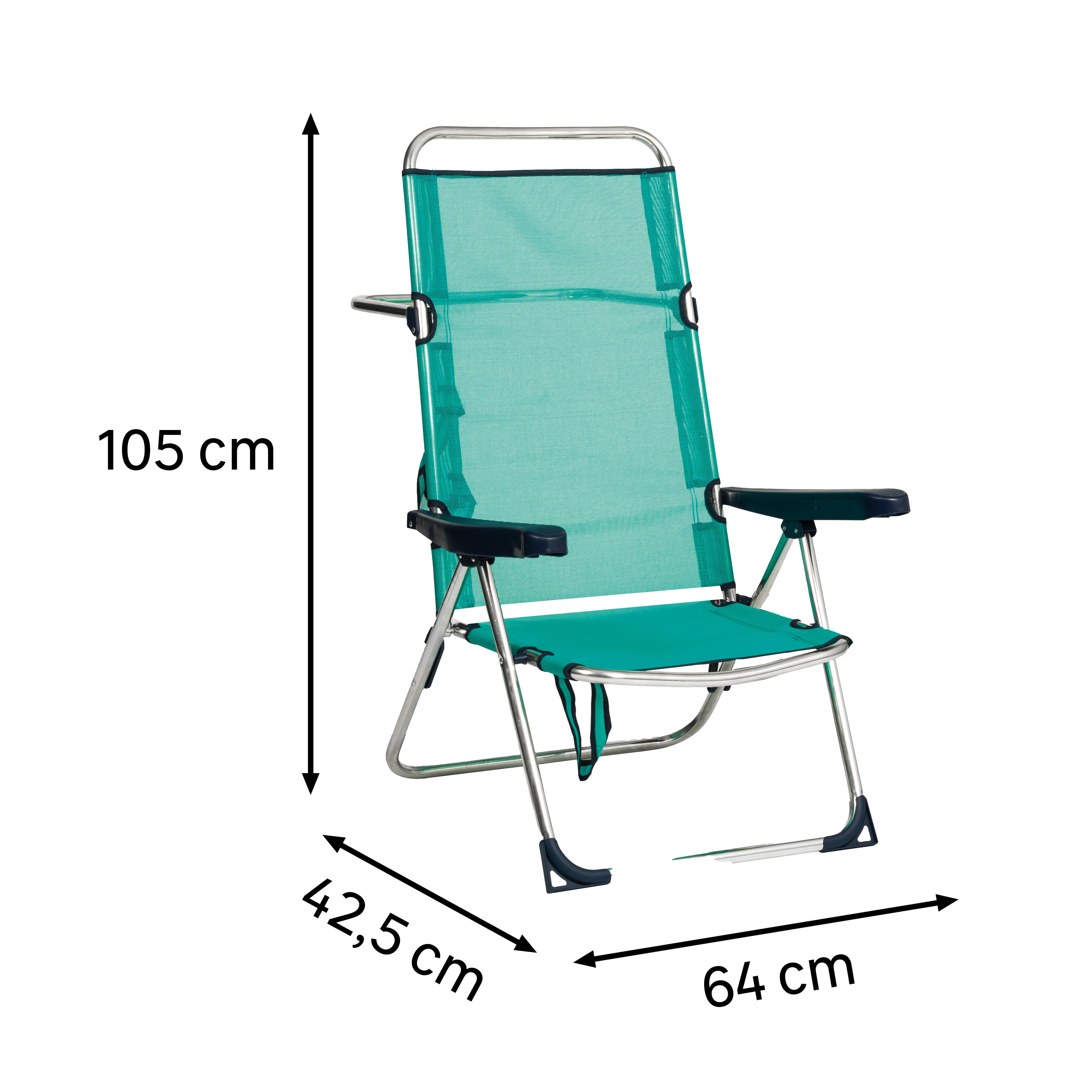 Silla de playa multiposición plegable de aluminio azul - 2