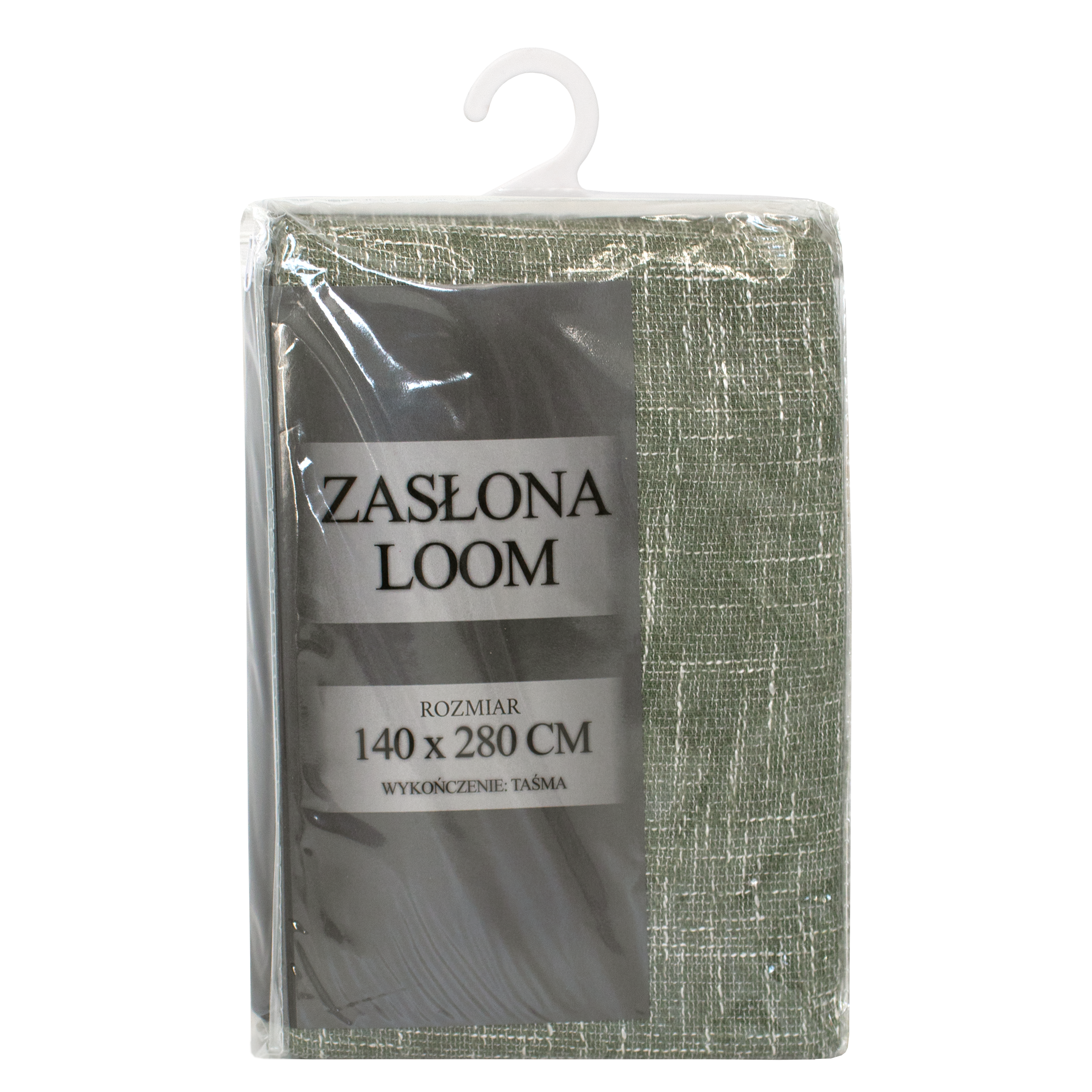 Zasłona Loom zielona 140 x 280 cm na taśmie - 4