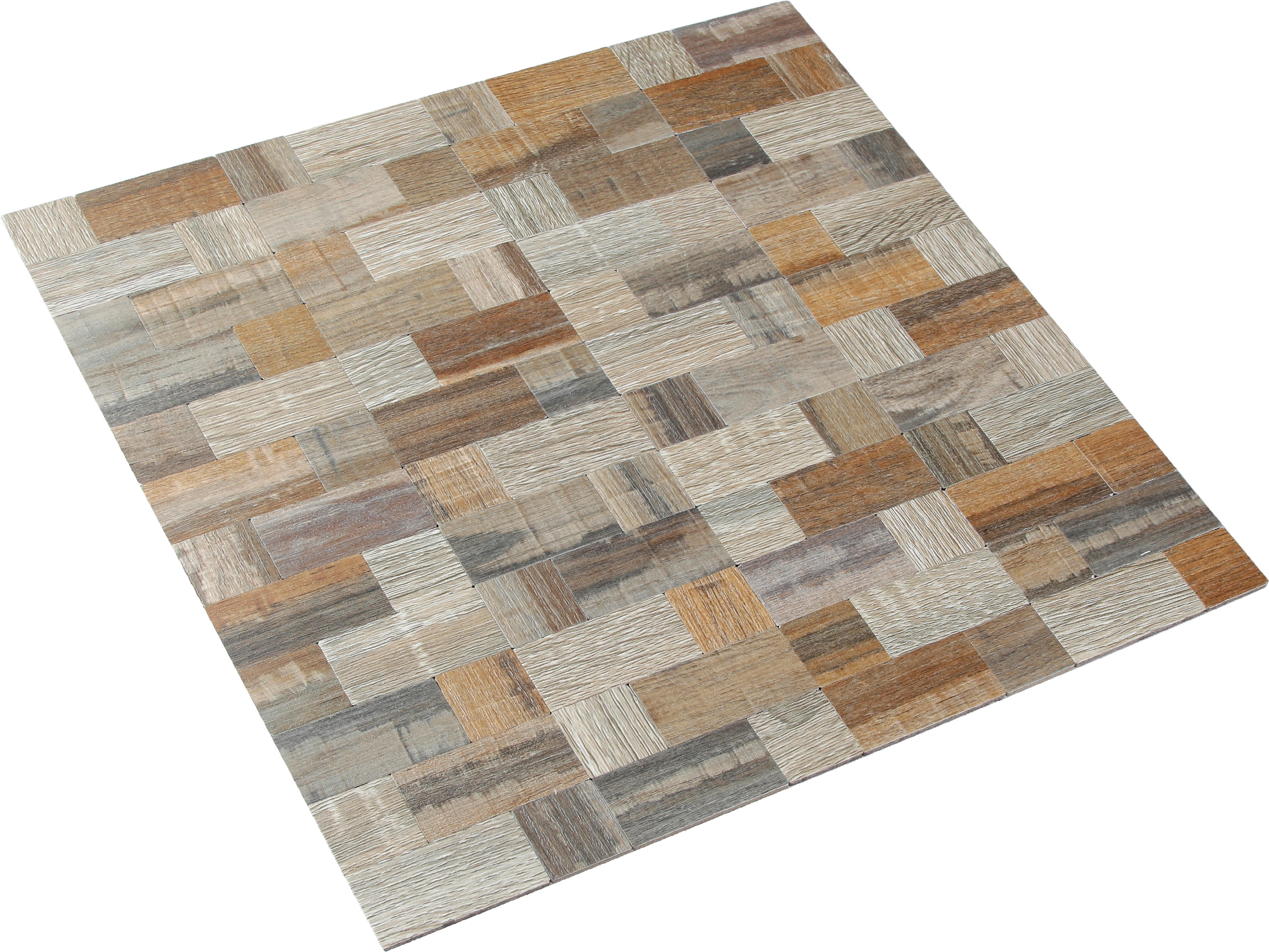 Azulejo mosaico aluminio surface efecto madera marrón 30x30 cm
