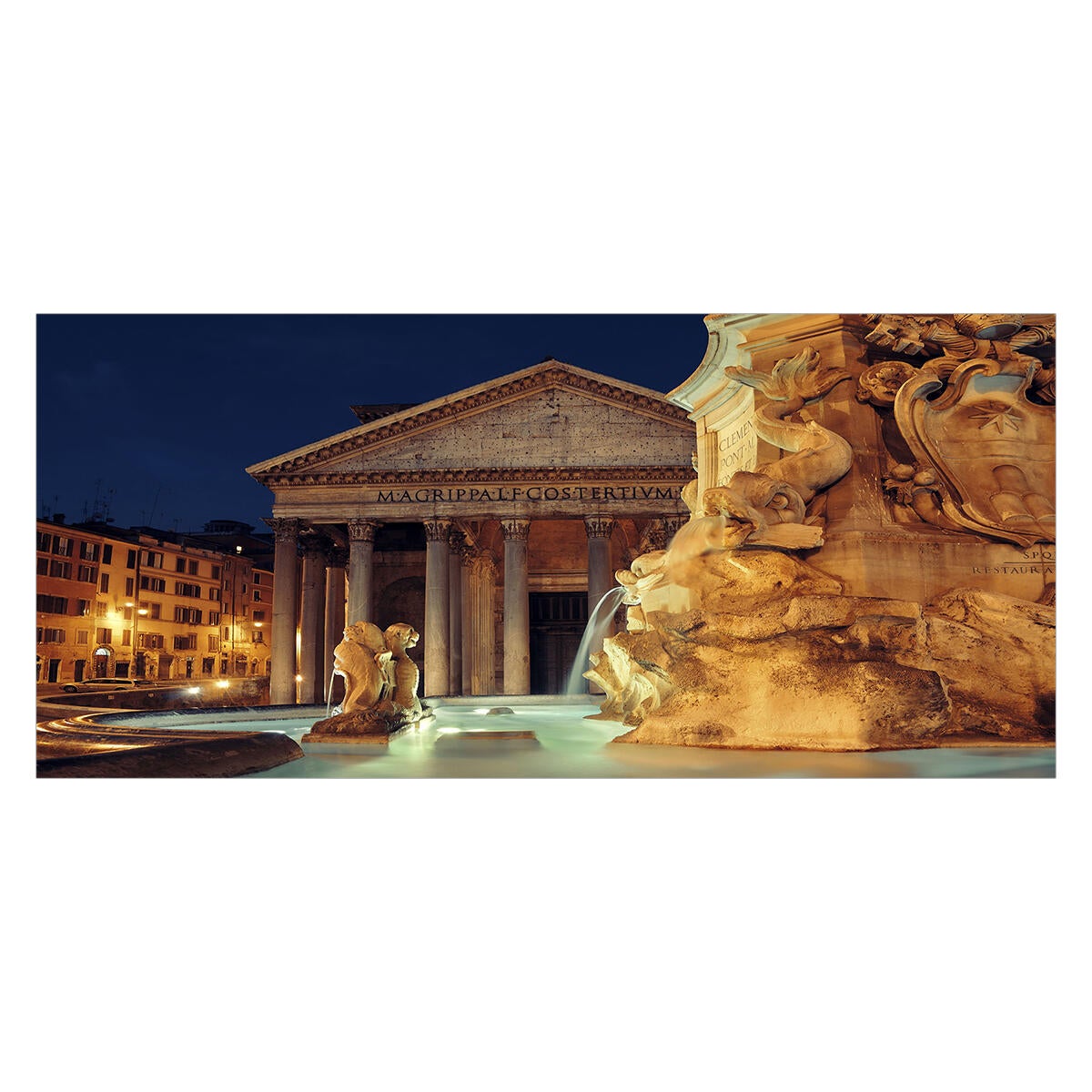 Roma Pantheon con fontana notte