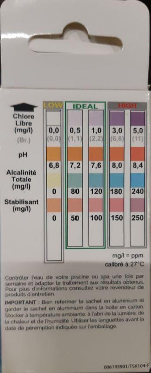 Bandelettes Test PH Piscine 3 En 1 - 50 Pièces - Mesure Chlore, PH, Alcalinité - Pour Piscine, Spa, Aquarium