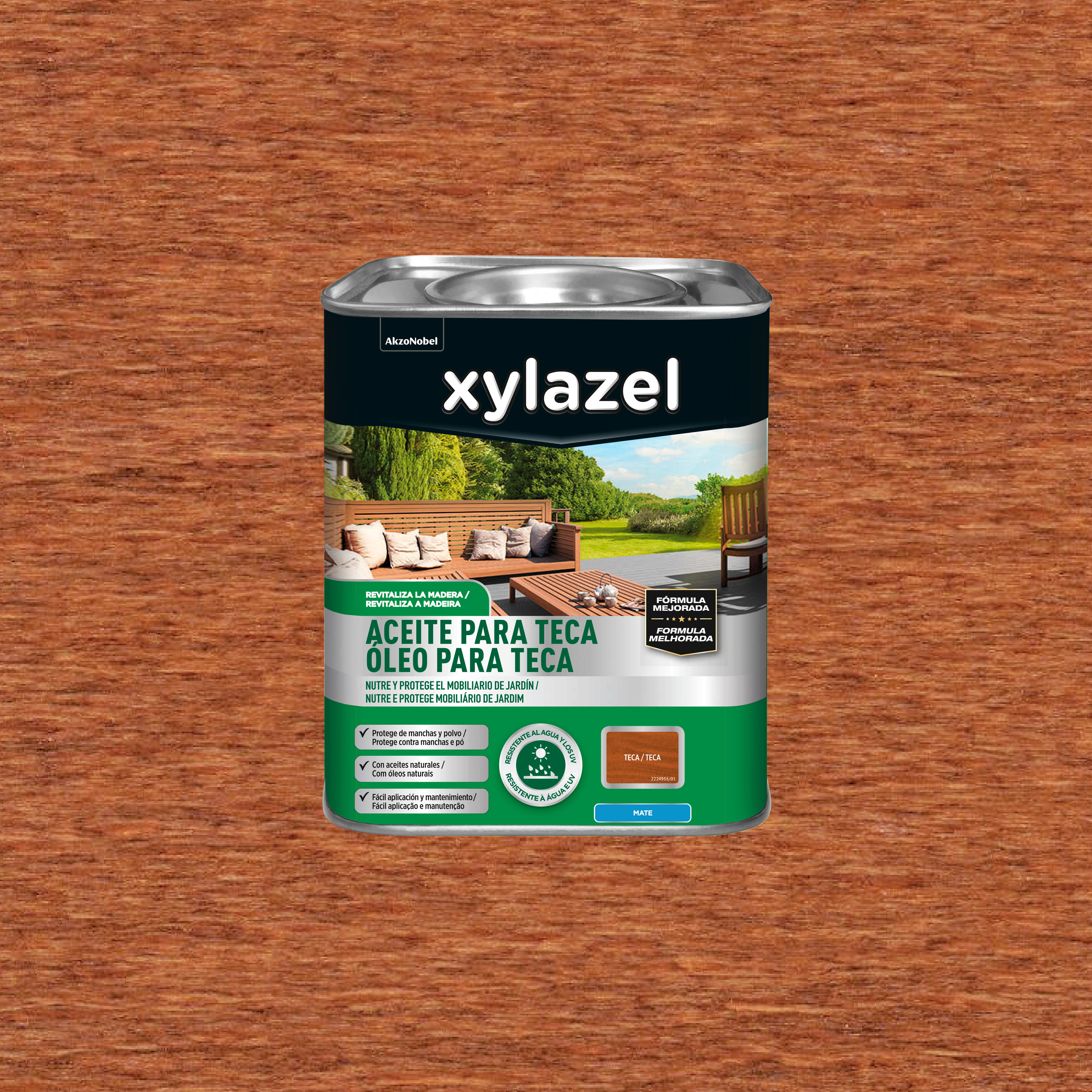Aceite de teca color teca para mobiliario xylazel satinado 750 ml disolvente