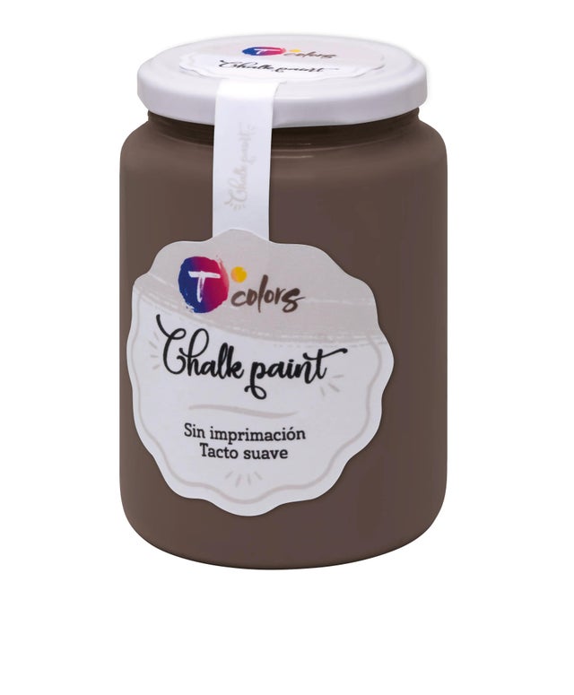 Pintura a la tiza TCOLORS Efecto tiza en color marrón mate para aplicar sobre MDF, madera, melamina, metal, cartón, cerámica, contrachapado, papel, terracota, textil, yeso 400 ml