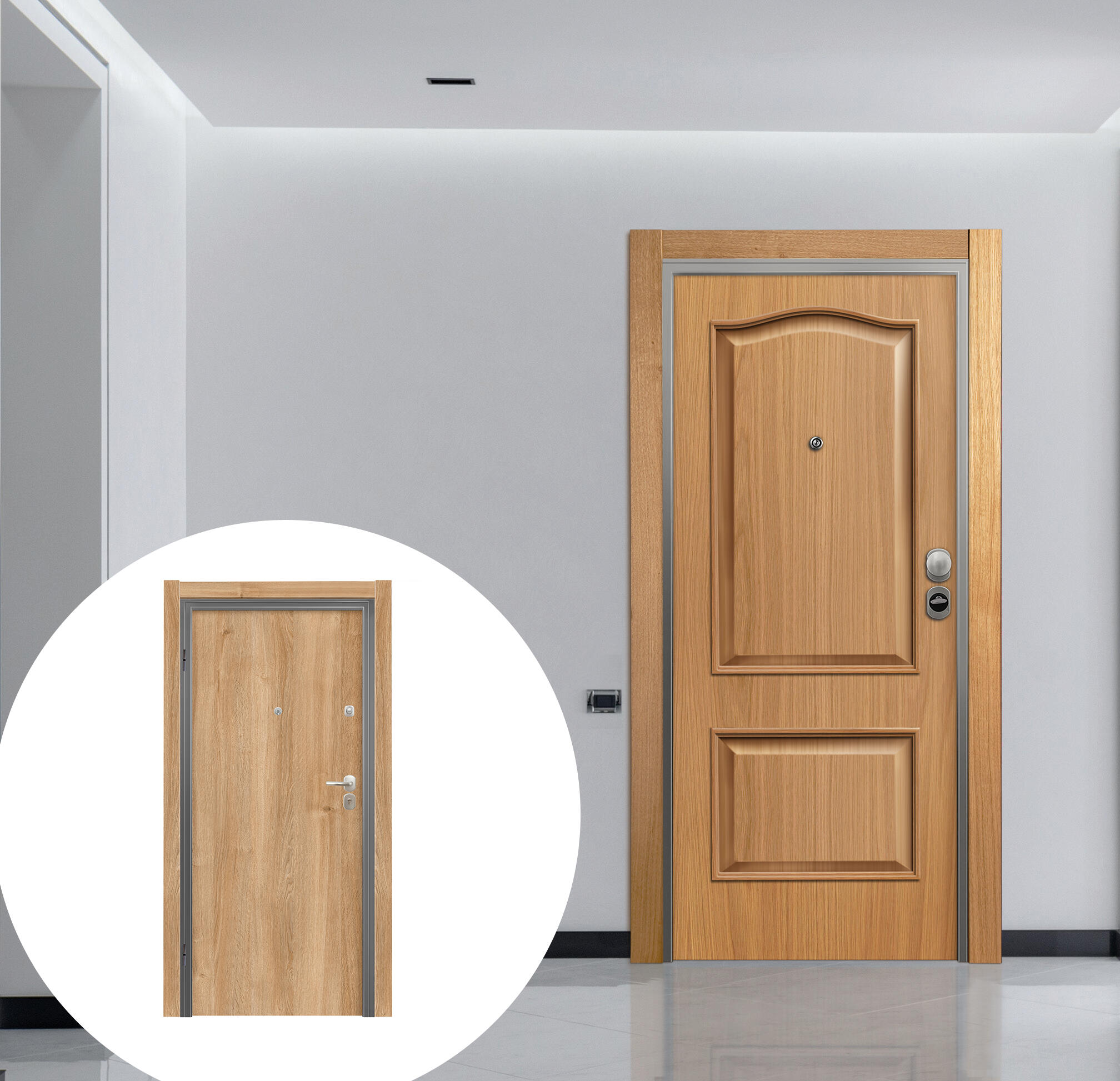 Puerta entrada acorazada omega provenzal roble/lisboa roble derecha 206x92cm