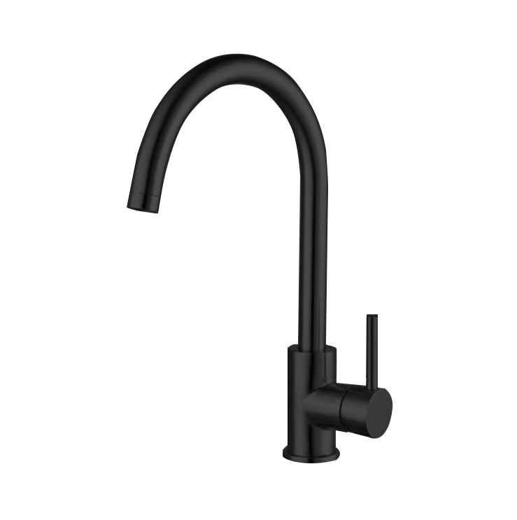 Grifo de cocina monomando caño alto andemen acuario negro mate
