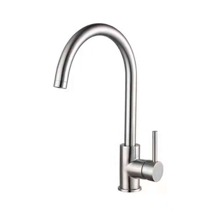 Grifo de cocina monomando caño alto andemen acuario acero