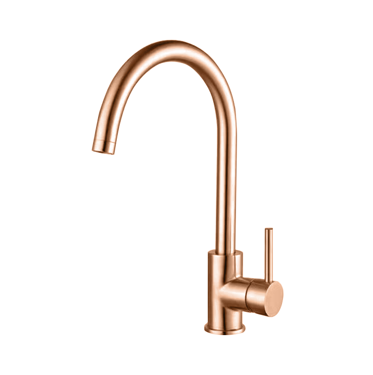 Grifo de cocina monomando caño alto andemen acuario cobre