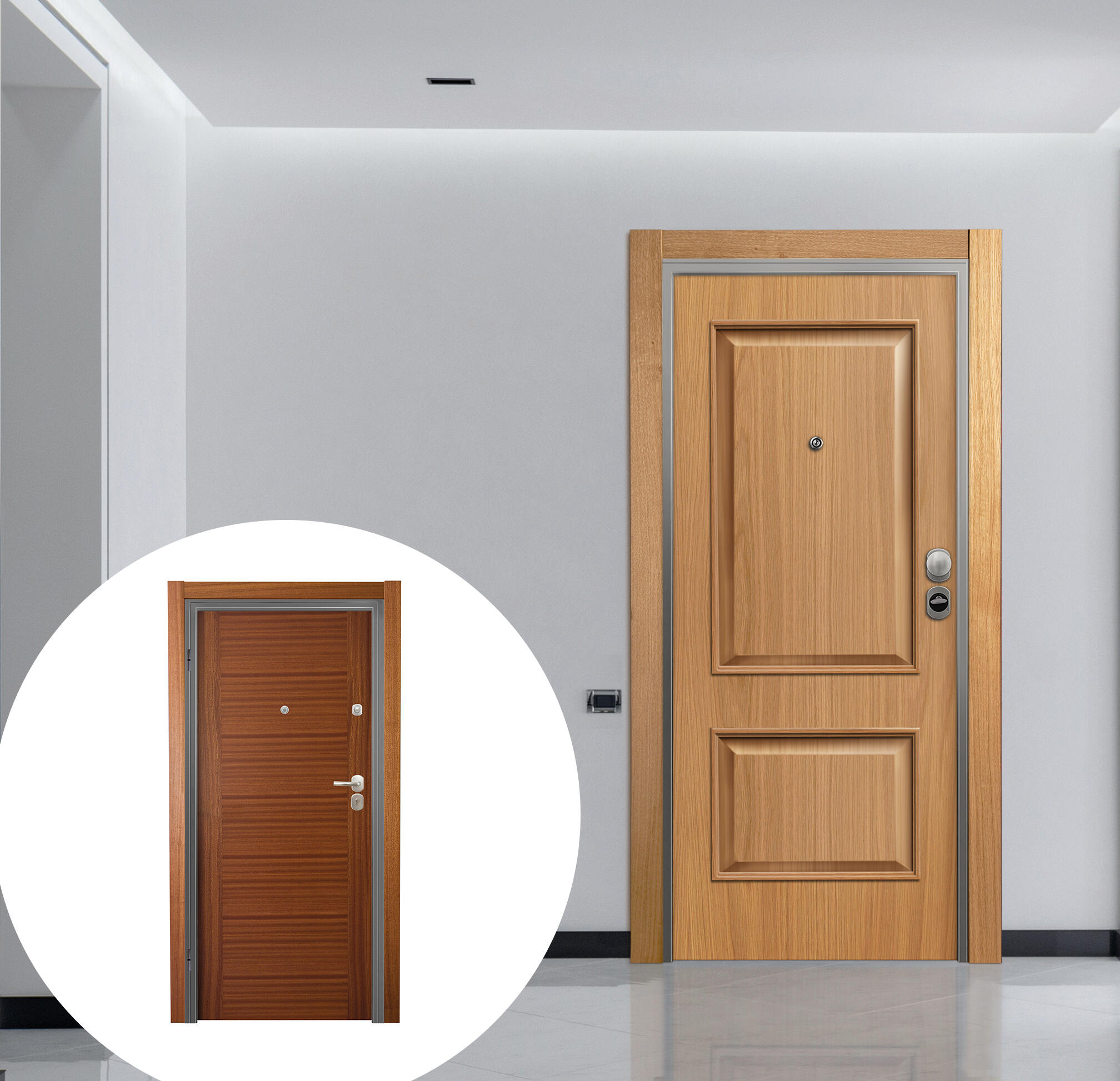 Puerta entrada acorazada omega 2 cuadros roble/niza roble izquierda 206x92cm