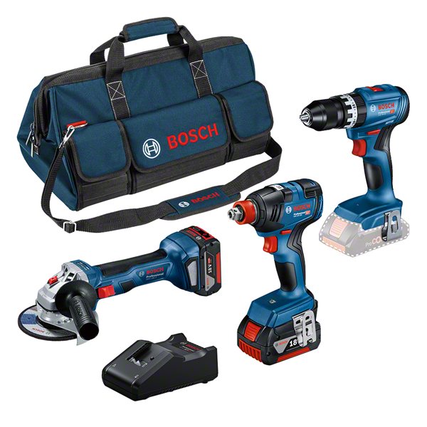 Pack 3 outils sans fil 18V BOSCH PROFESSIONAL, GSB + GWS + GDX, 2 — free download