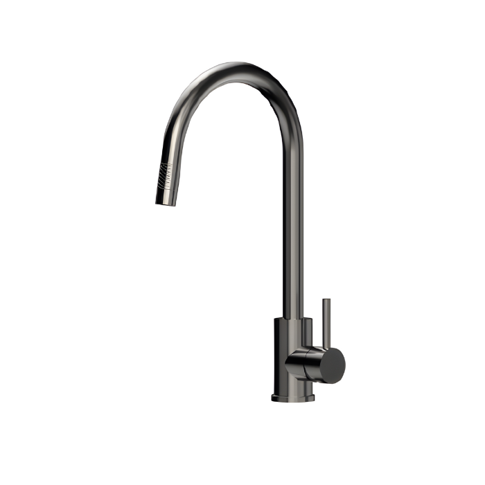 Grifo de cocina monomando caño alto extraíble andemen gogofit antracita