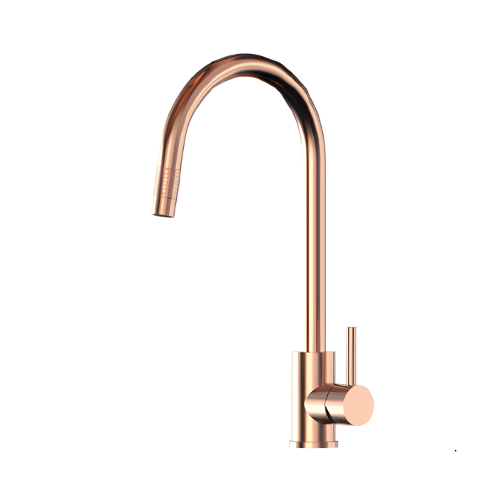 Grifo de cocina monomando caño alto extraíble andemen gogofit cobre