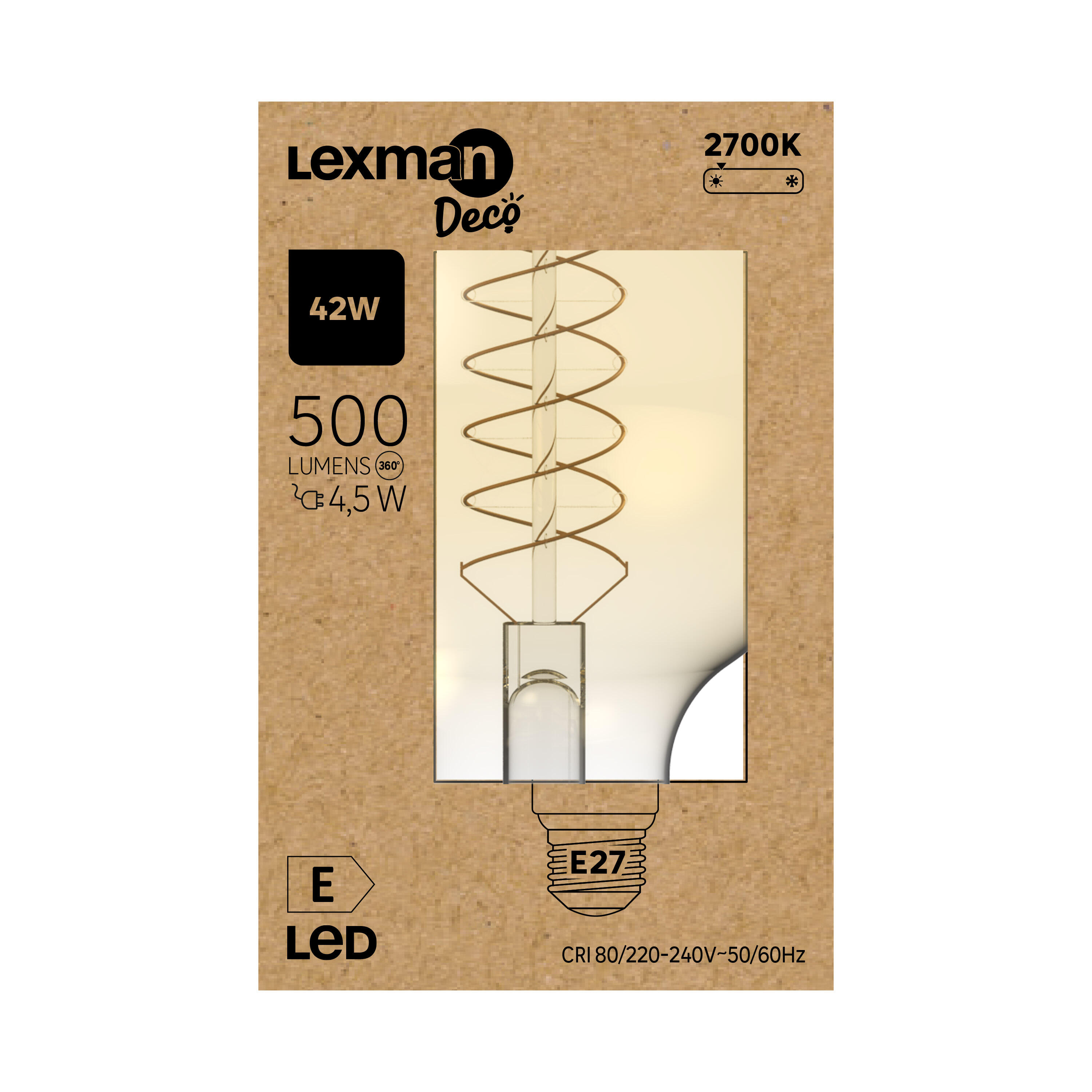 Bombilla decorativa LED filamento E27 forma globo 500 lúmenes 4.5W color de la luz blanco cálido 2700K clase energética E - 3