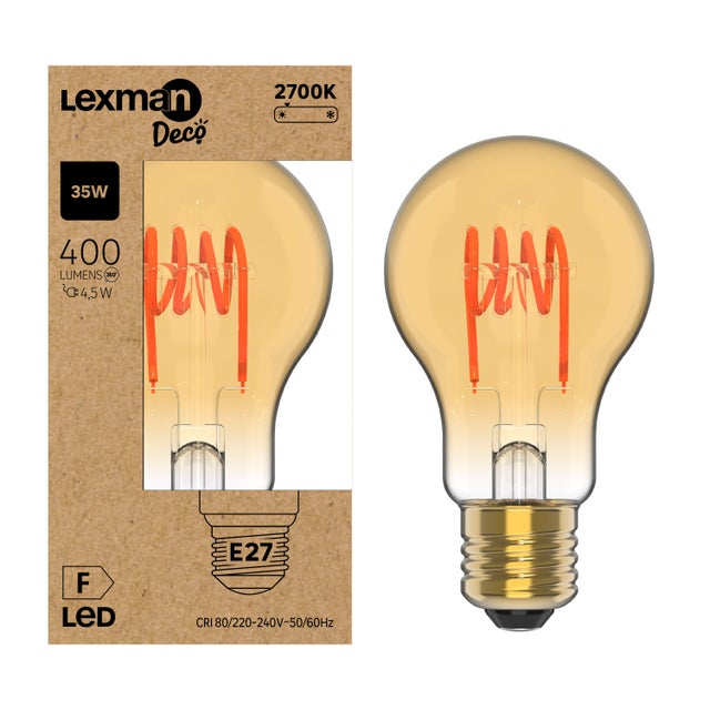 Ampoule led à filament décorative,  E27, 400lm = 35W, blanc chaud, LEXMAN