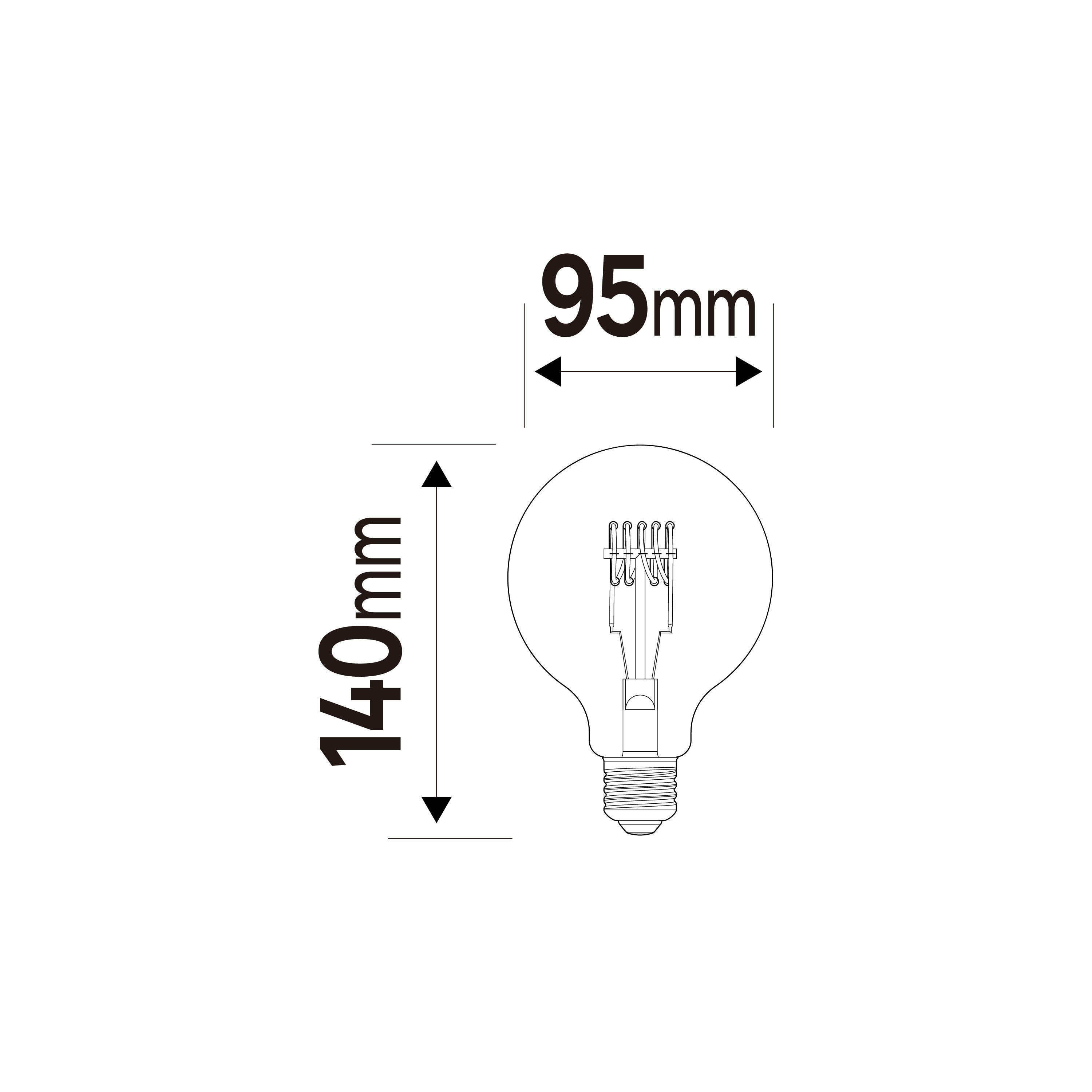 Ampoule led décorative, globe 95mm E27, 806lm = 60W, blanc chaud, LEXMAN - 5