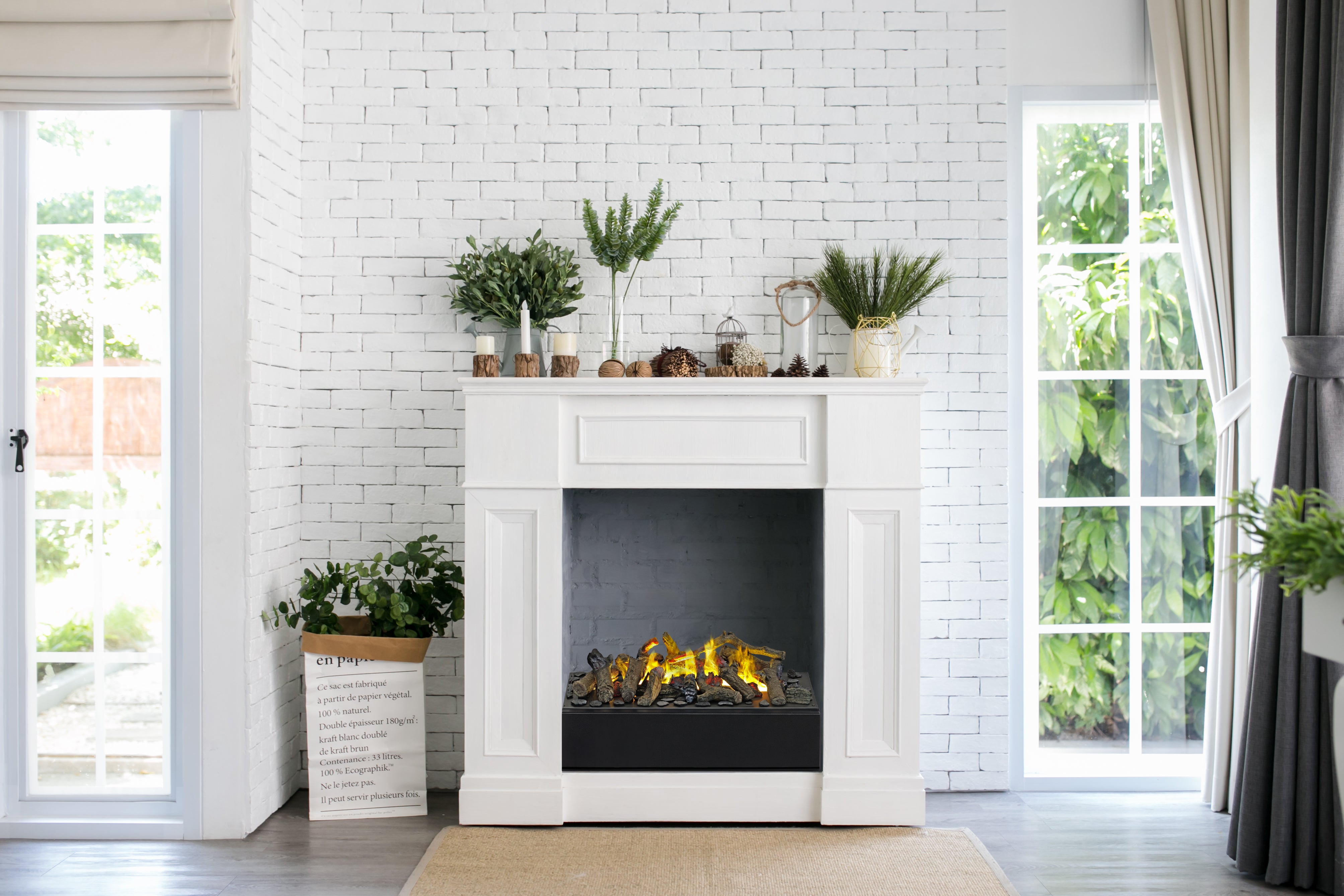 Chimenea eléctrica decorativa con leños empotrable juneau xl