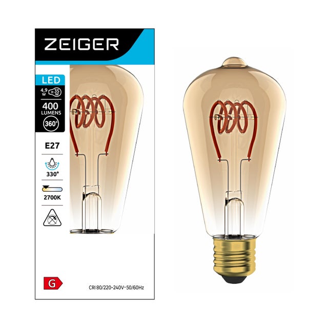Ampoule E27 Tube Ambre St64 400Lm 2700K - ZEIGER