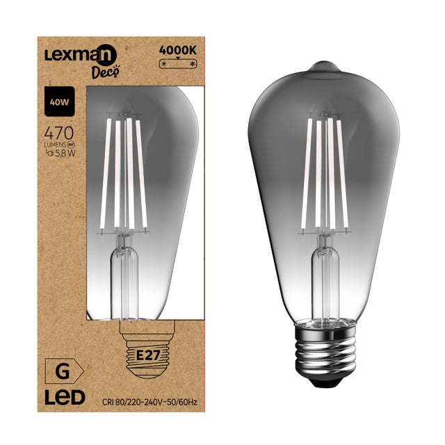 Bombilla decorativa LED filamento E27 Edison 470 lúmenes 5.9W color de la luz blanco neutro 4000K clase energética G