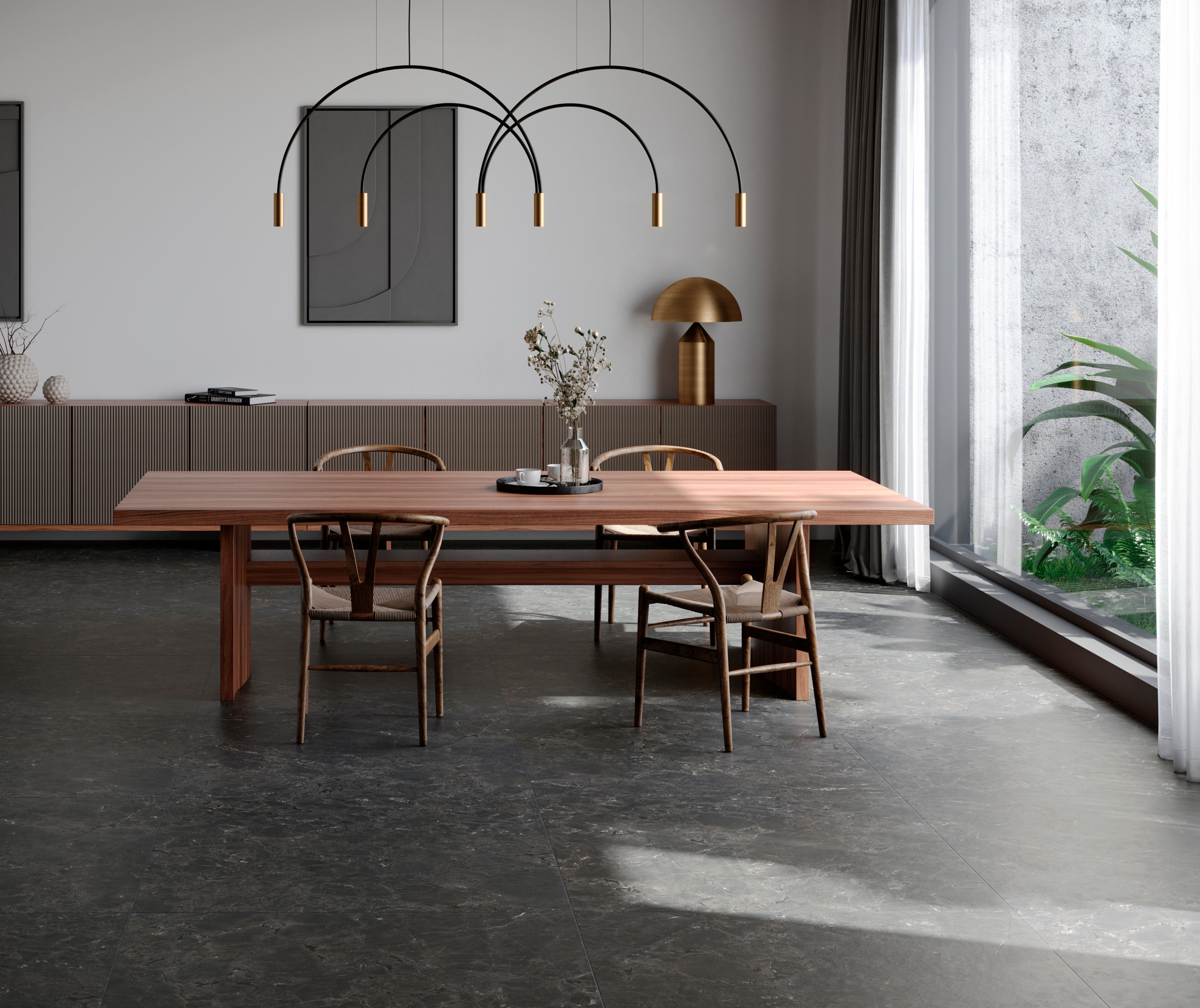 Suelo porcelánico neeko efecto piedra negro 120x120 cm c1