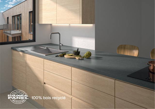 Plan de travail stratifié CLASSIC Ardoise L.246 x P.63.5 cm, Ep.38 mm