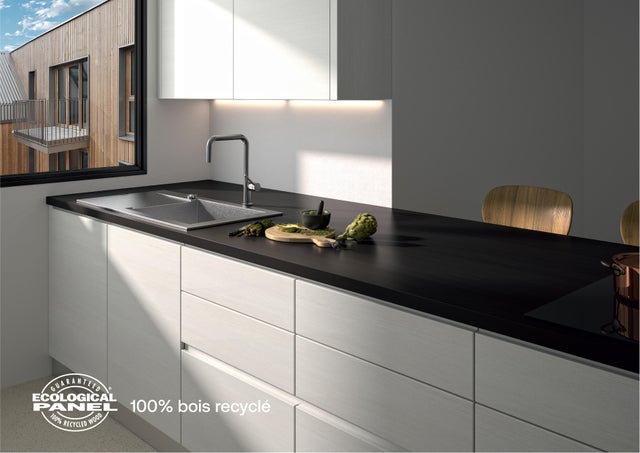 Plan de travail stratifié CLASSIC Bois noir L.246 x P.63.5 cm, Ep.38 mm