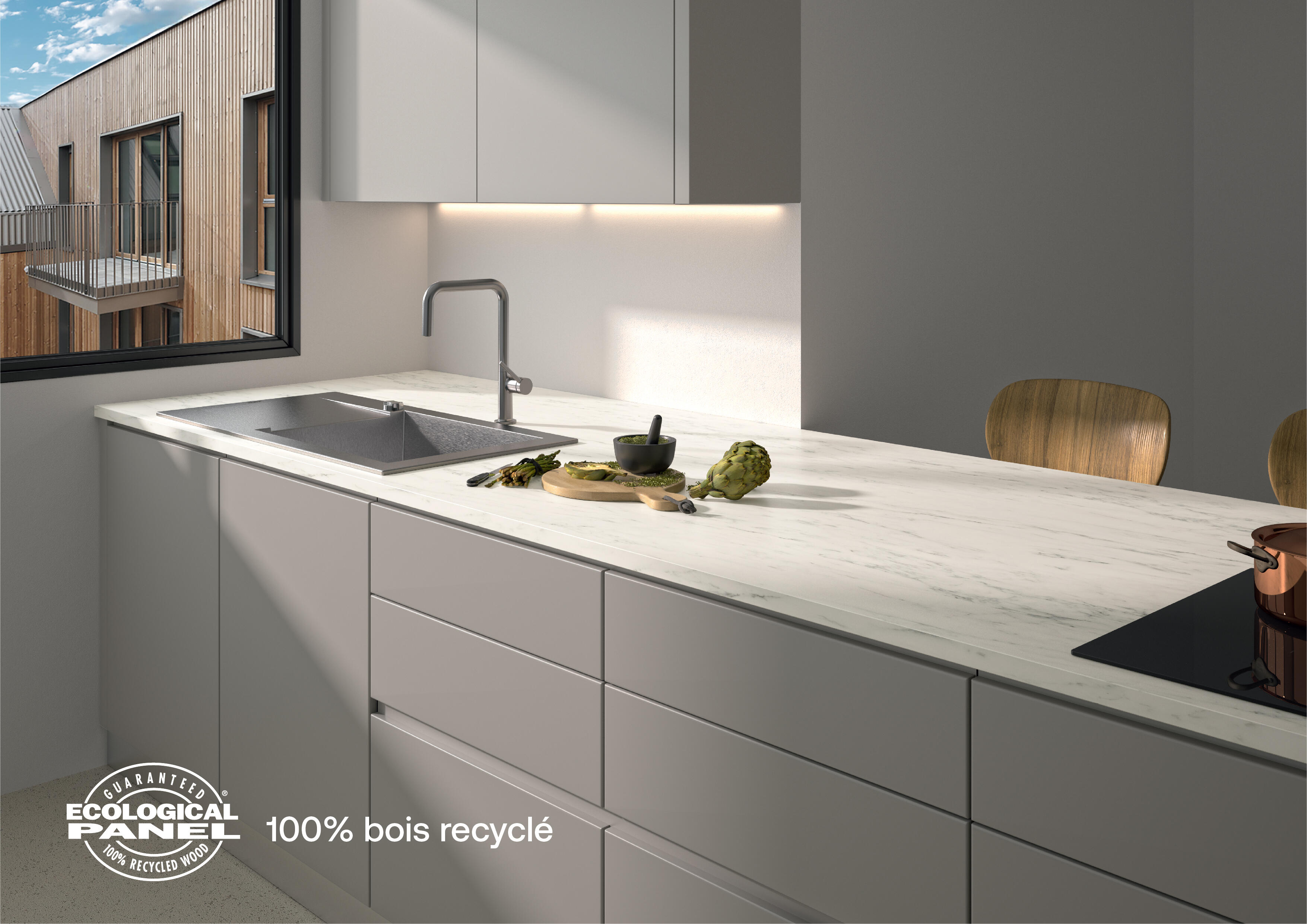 Plan de travail stratifié CLASSIC Marbre blanc L.246 x P.63.5 cm, Ep.28 mm | Leroy Merlin