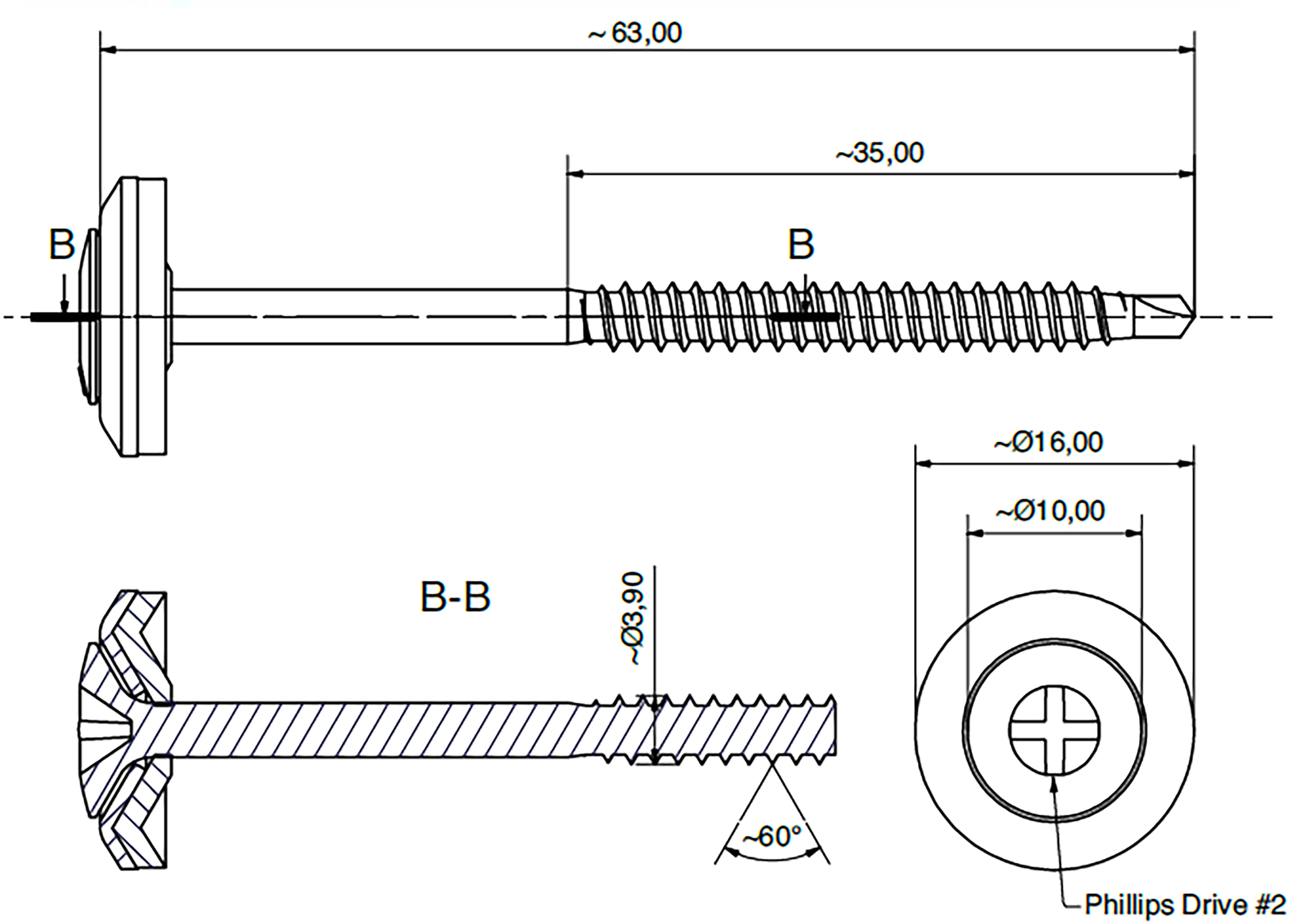 Tornillo universal ONDULINE Easyfix negro 100 unidades - 3