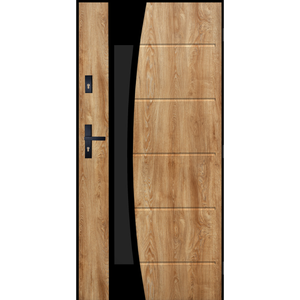 Drzwi zewnętrzne stalowe wejściowe Lyon Black Dąb Turner 90 prawe