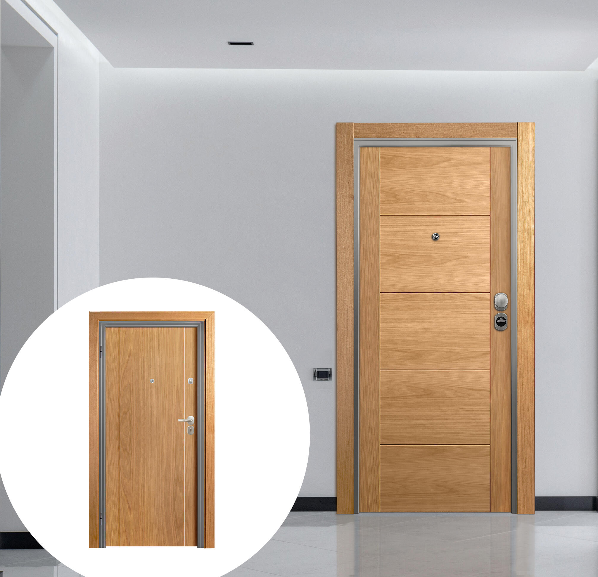 Puerta entrada acorazada omega noruega roble/sidney roble izquierda 206x92cm