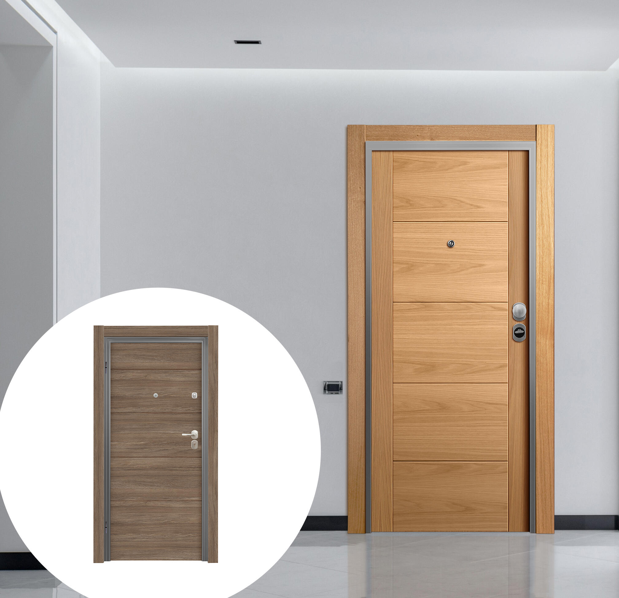 Puerta entrada acorazada omega noruega roble/berna coffe izquierda 206x92cm