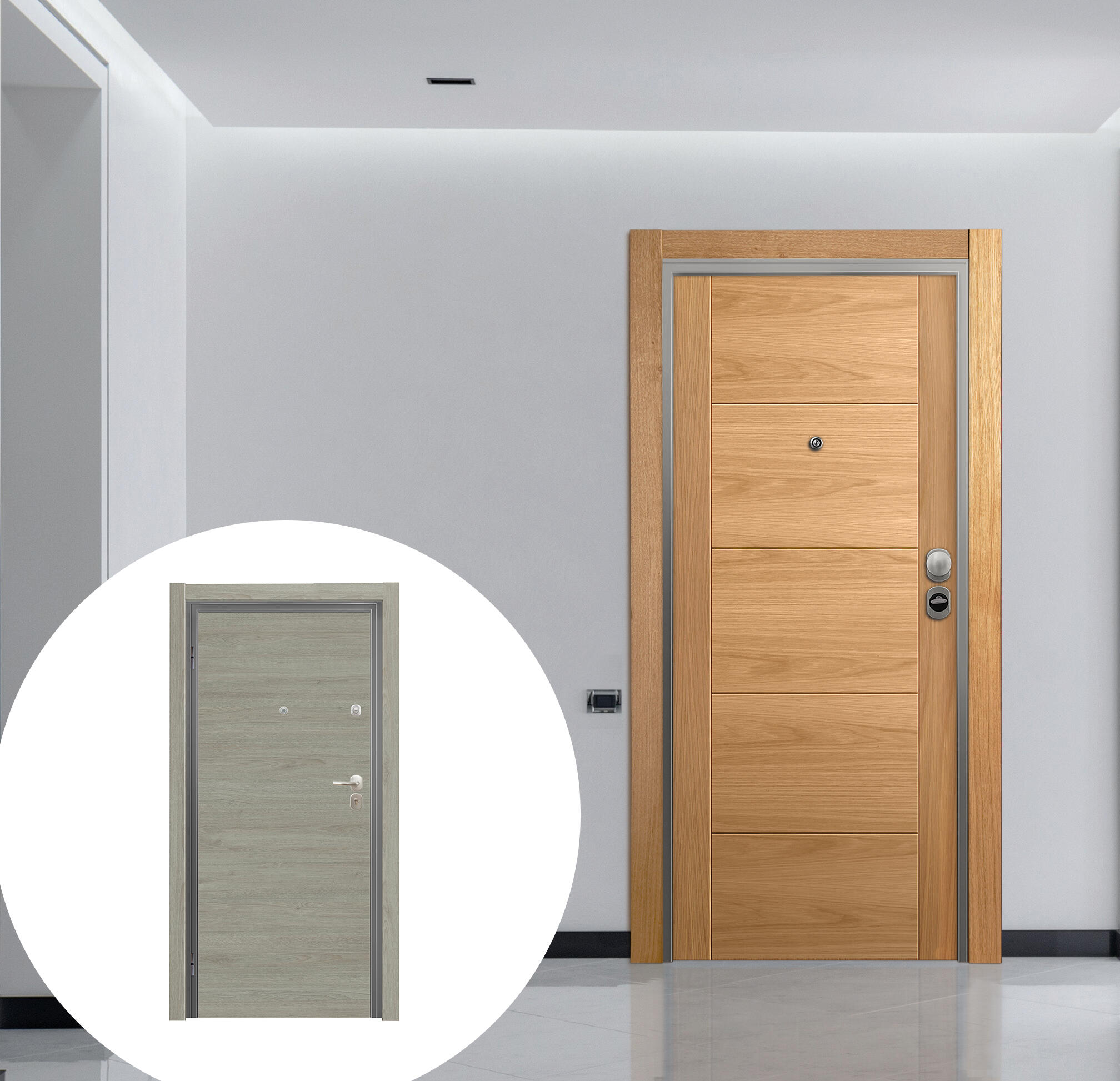 Puerta entrada acorazada omega noruega roble/oslo vila izquierda 206x92cm