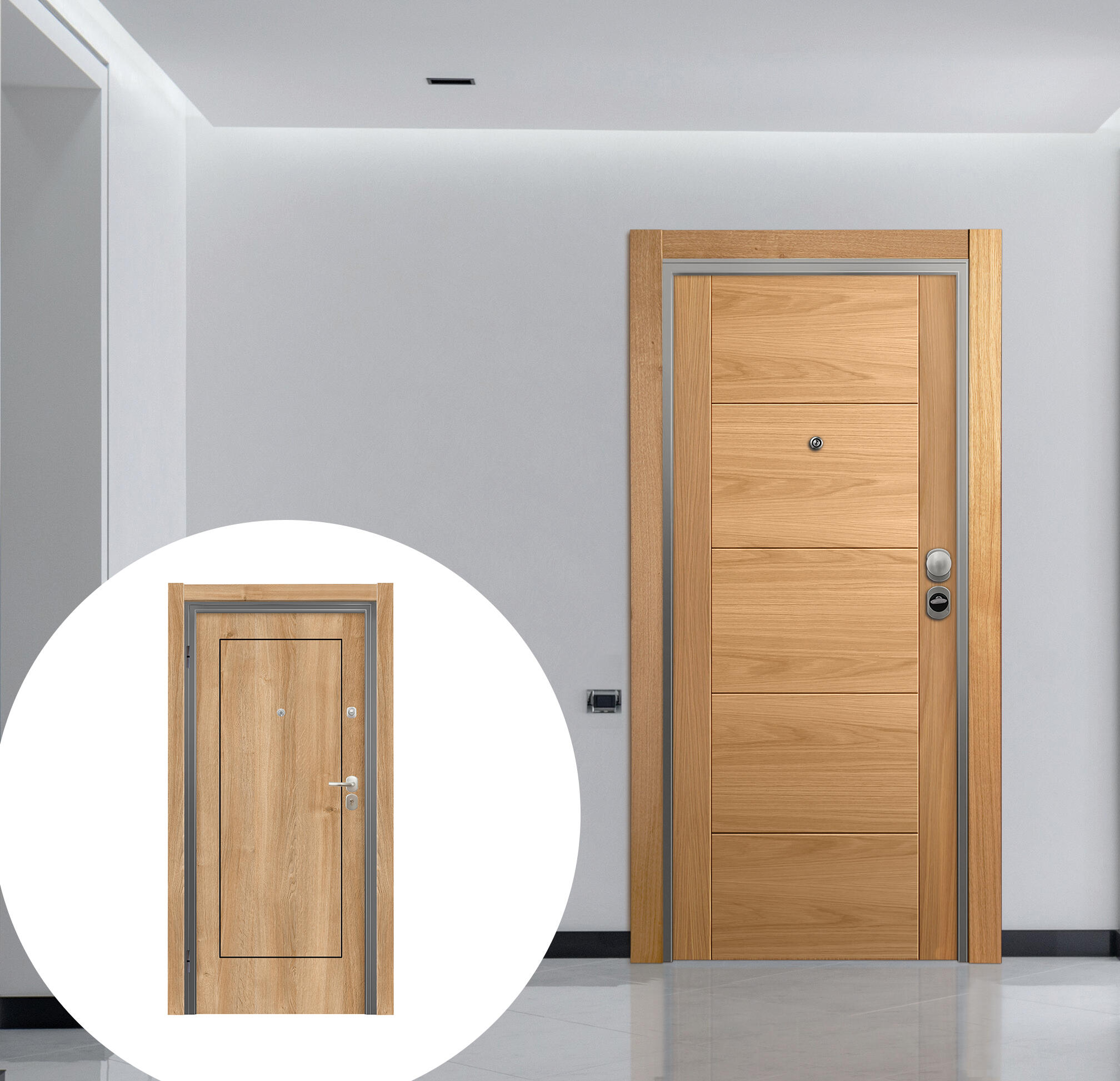 Puerta entrada acorazada omega noruega roble/tacoma roble izquierda 206x92cm