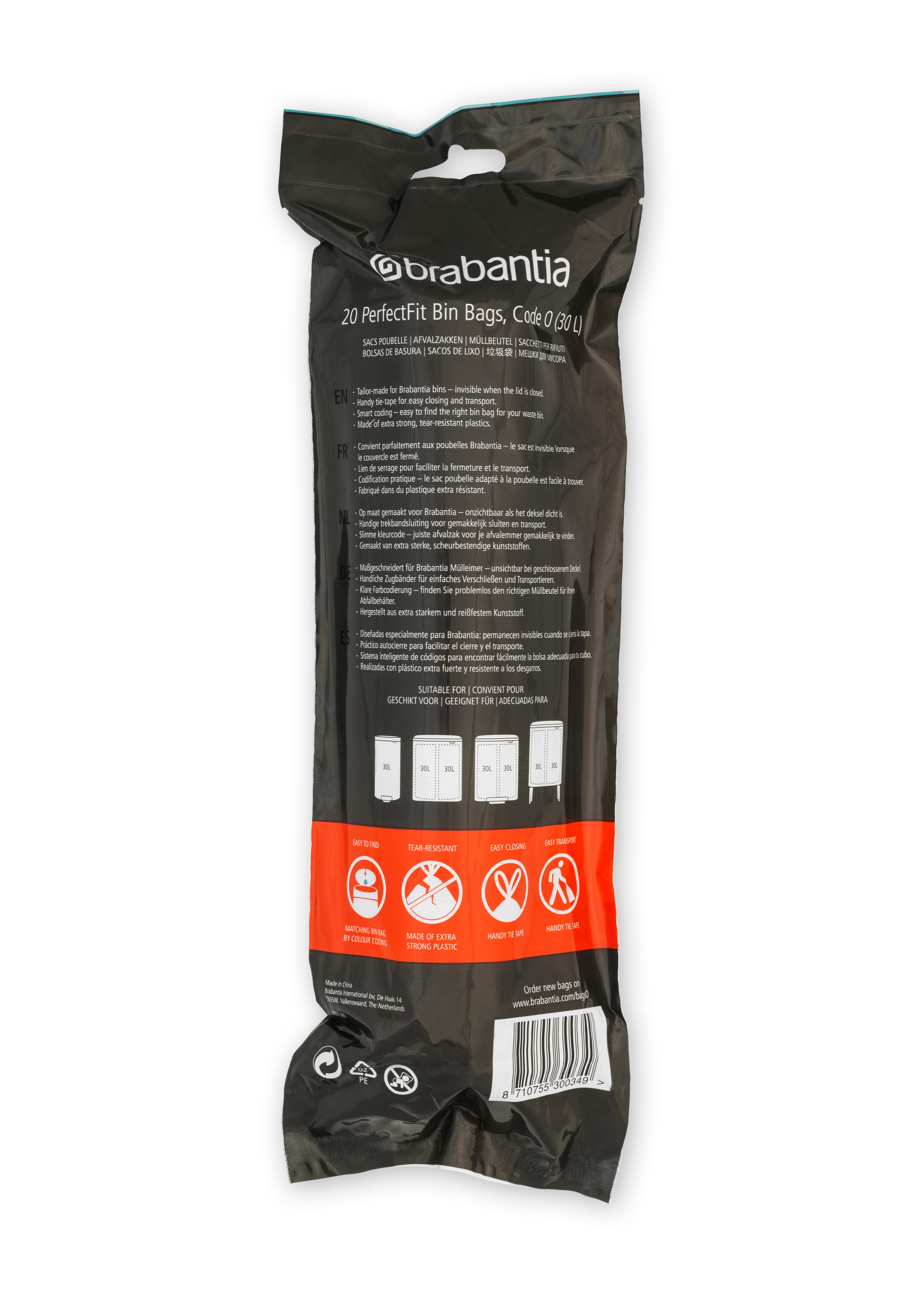 20 sacs-poubelle 30L BRABANTIA Perfectfit Code O blanc - 4
