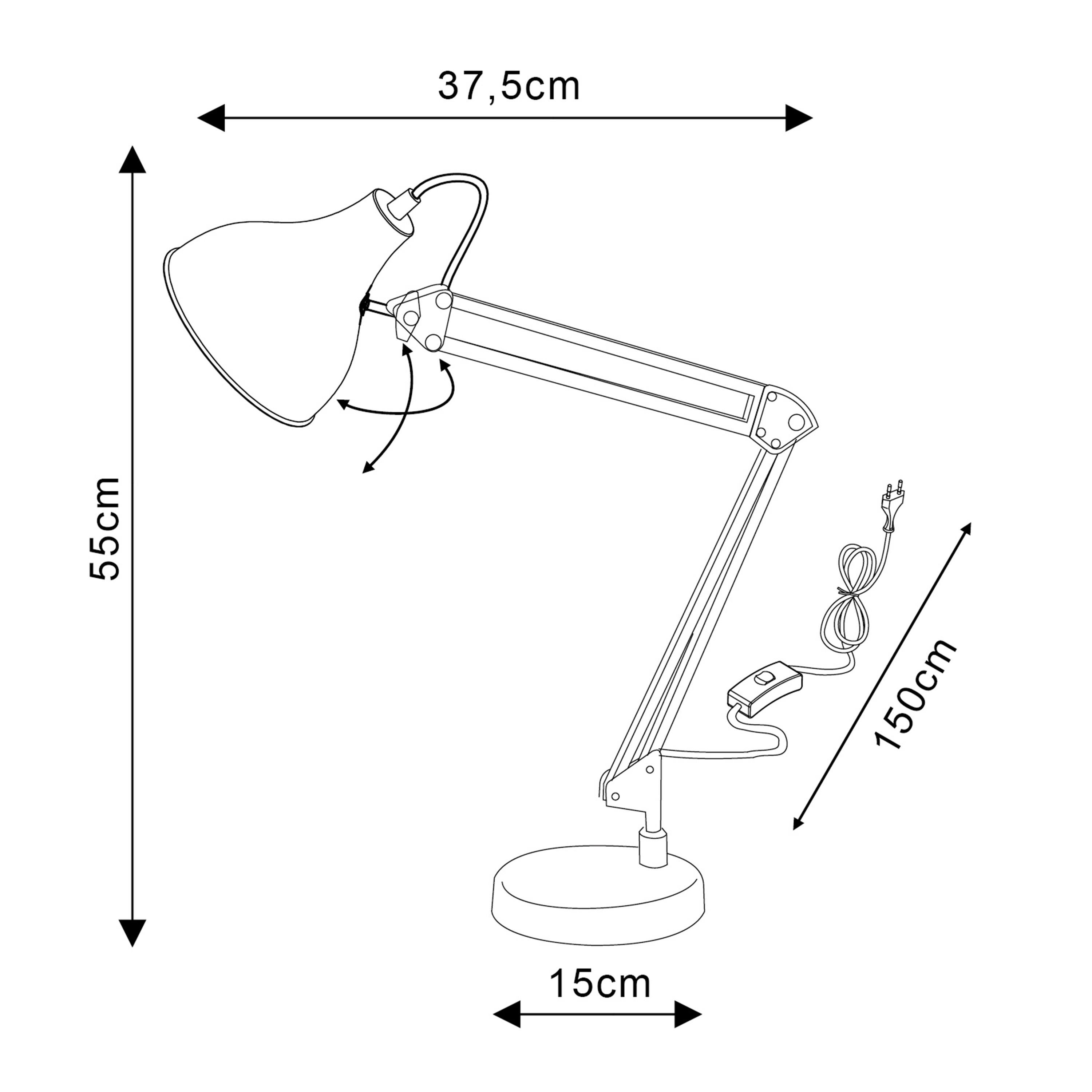Lampe de bureau Ennis, fer, rose, H.55 cm INSPIRE, E27 - 4