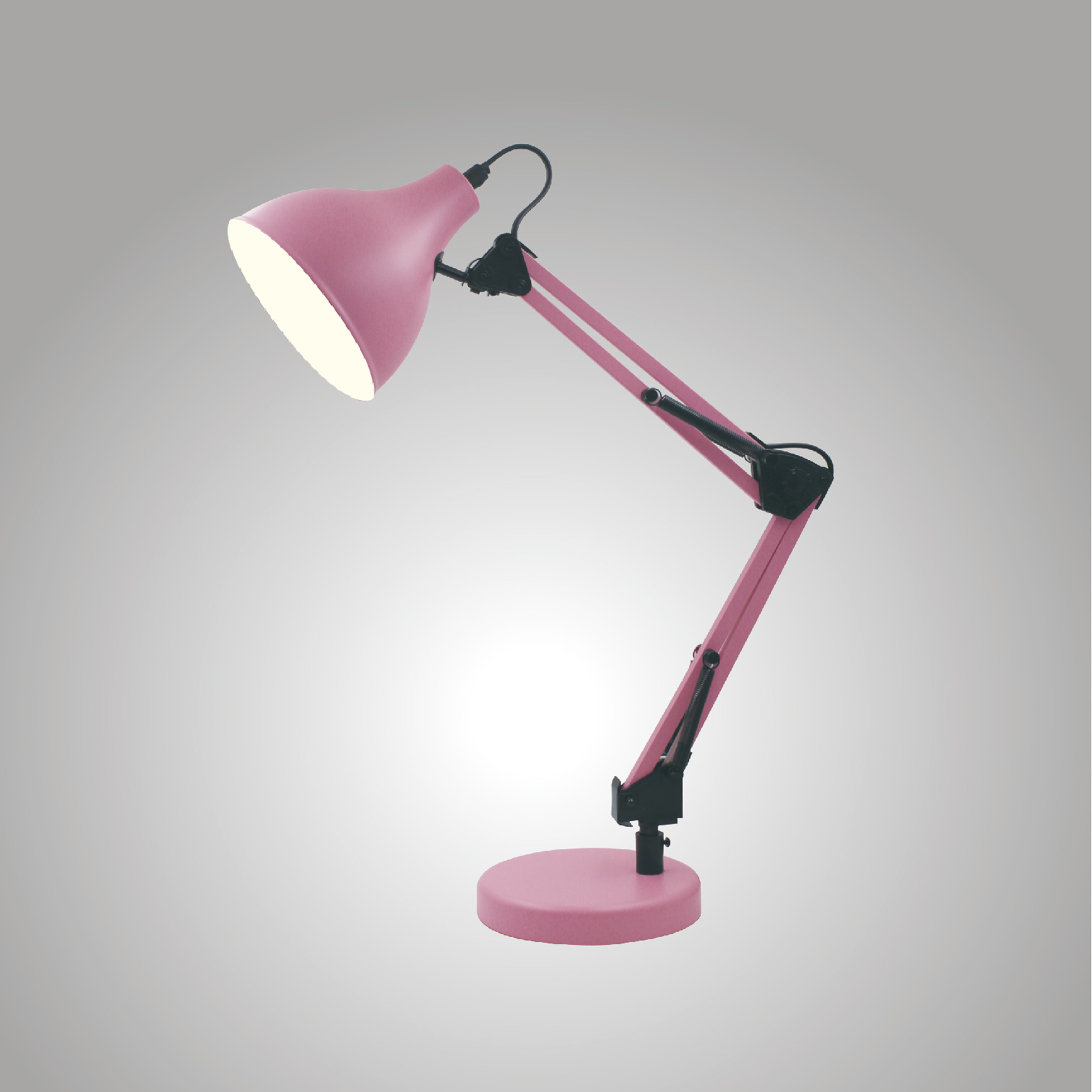 Lampe de bureau Ennis, fer, rose, H.55 cm INSPIRE, E27 - 3