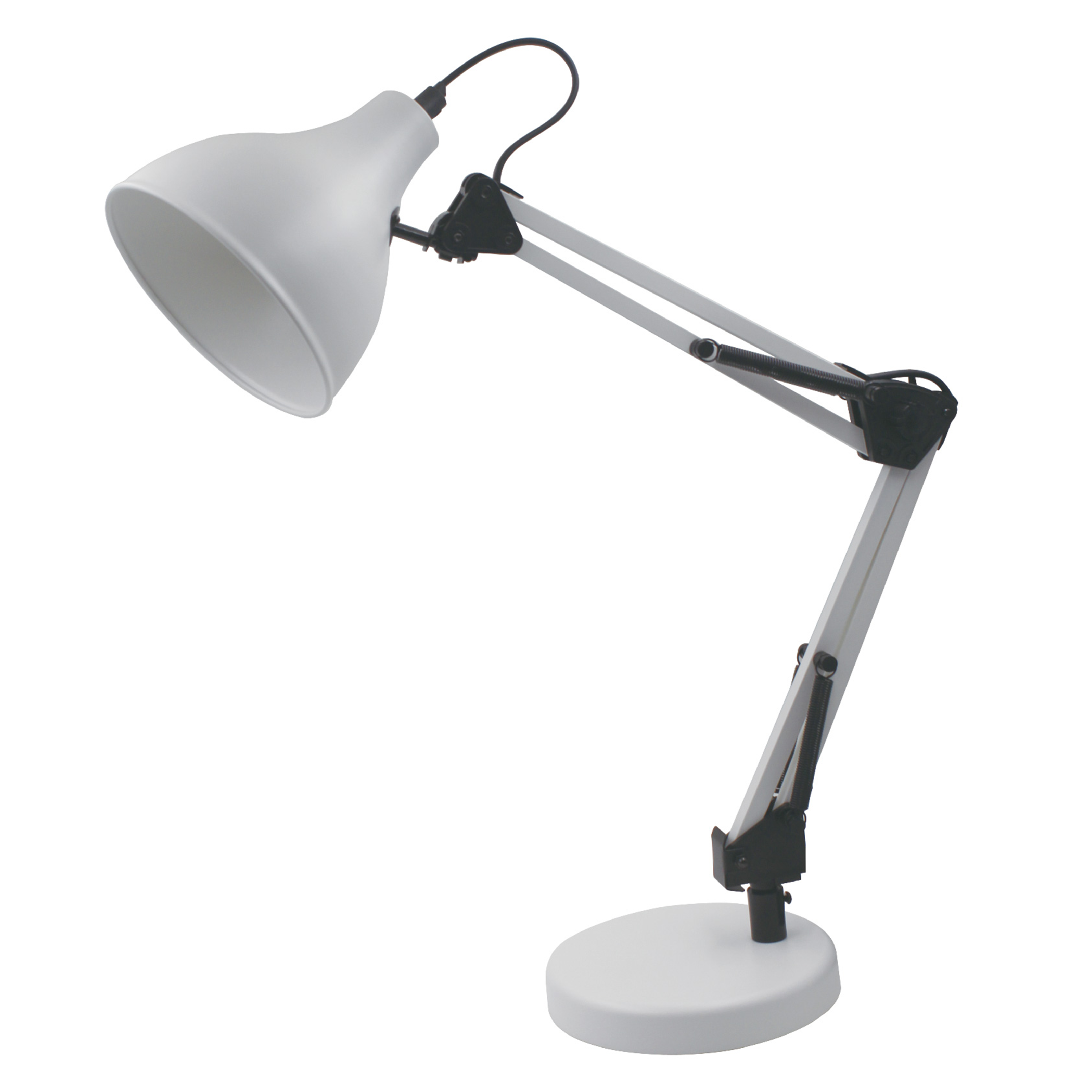 Lampe de bureau Ennis, fer, blanc, H.55 cm INSPIRE, E27 - 5