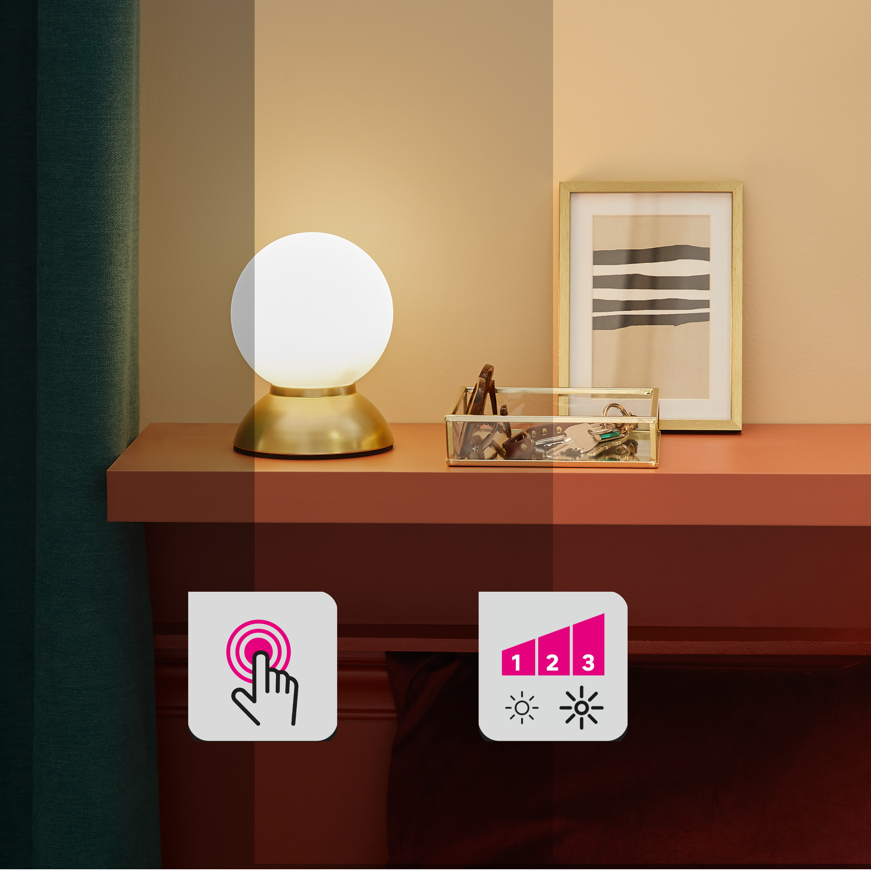 Lampe LED Koze , fer, or, H.16.5 cm, INSPIRE - 7