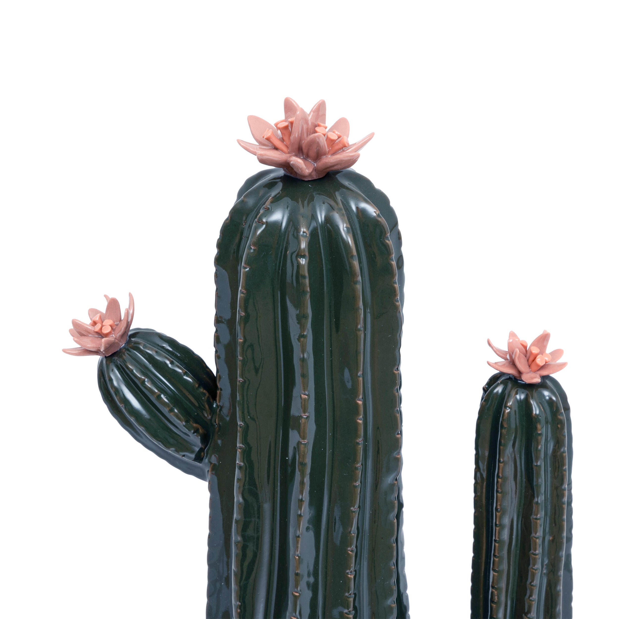 Cactus décoratif en céramique, grès naturel H.40 cm - 2