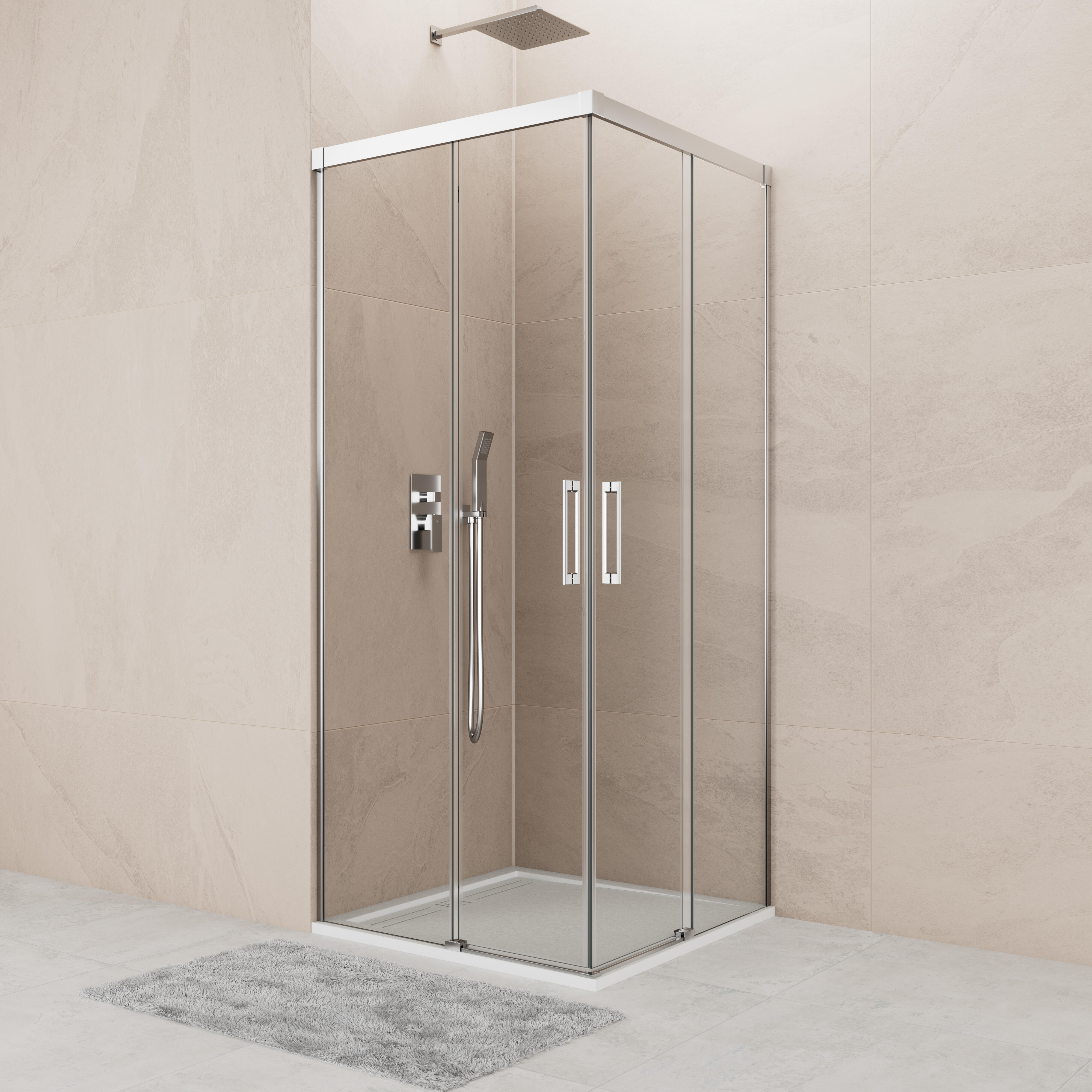 Mampara de ducha corredera transparente noa perfil cromo (65-70)x(65-70)x195 cm 6 mm